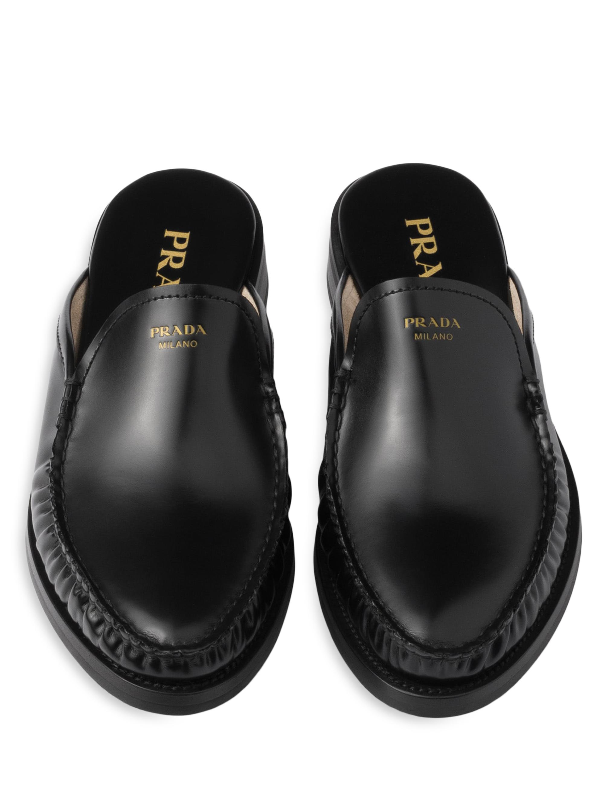 Prada Brushed Leather Mules | Saks Fifth Avenue
