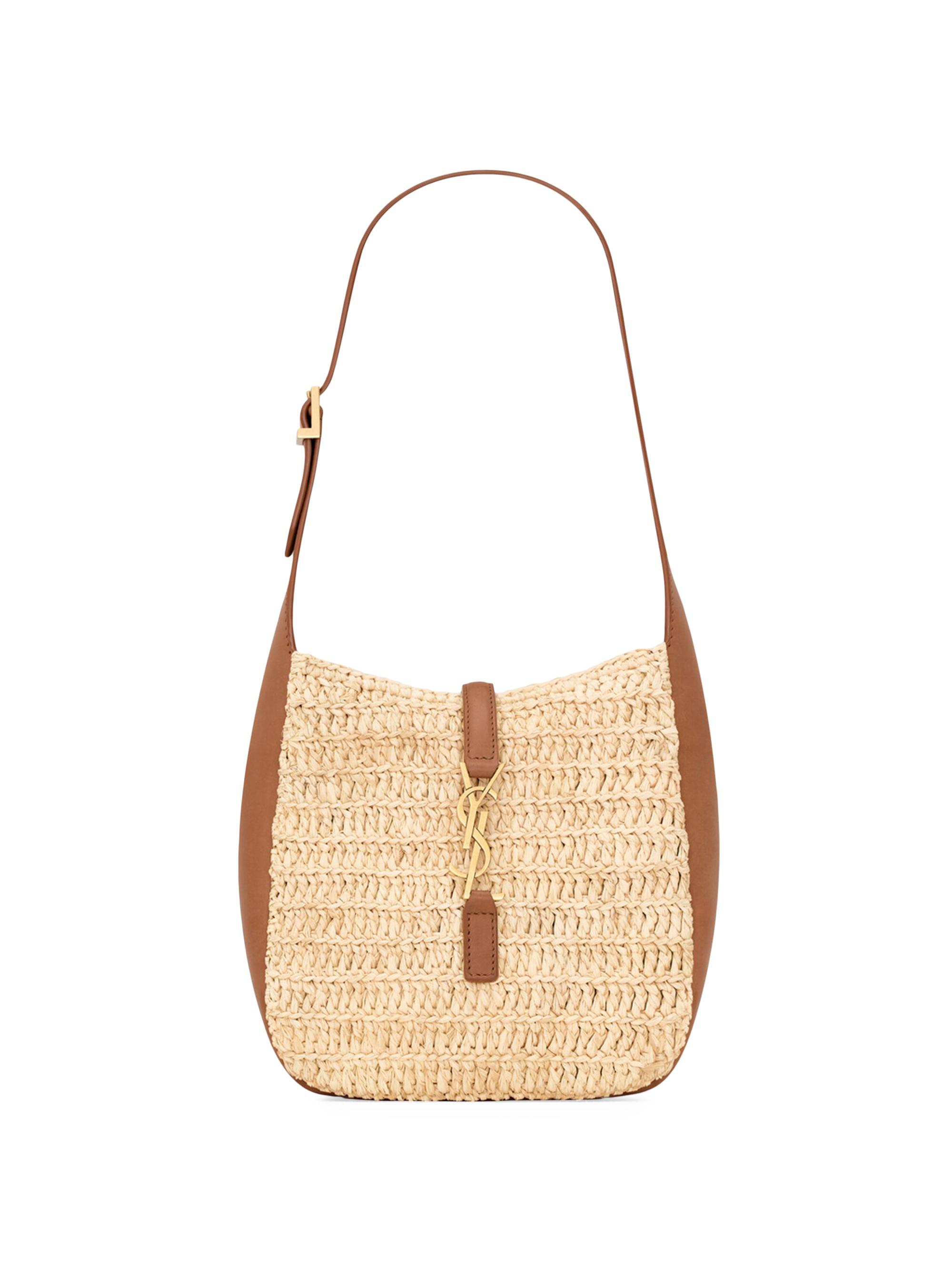 Saint Laurent Women's Le 5 à 7 Supple Baby in Raffia Bag - Natural And Brick