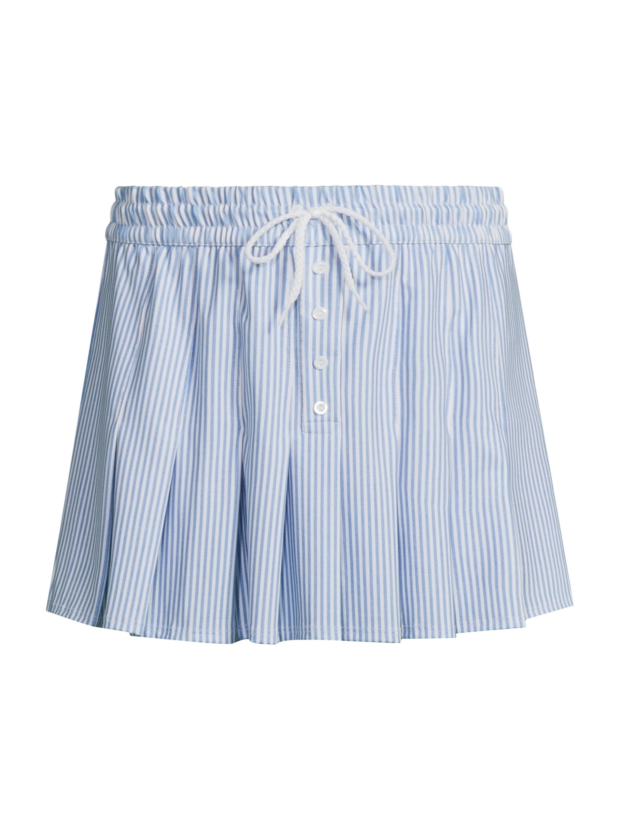 Lucky in Love Women's Linen Noveau High-Waist Stripe Mini Skort - Peri