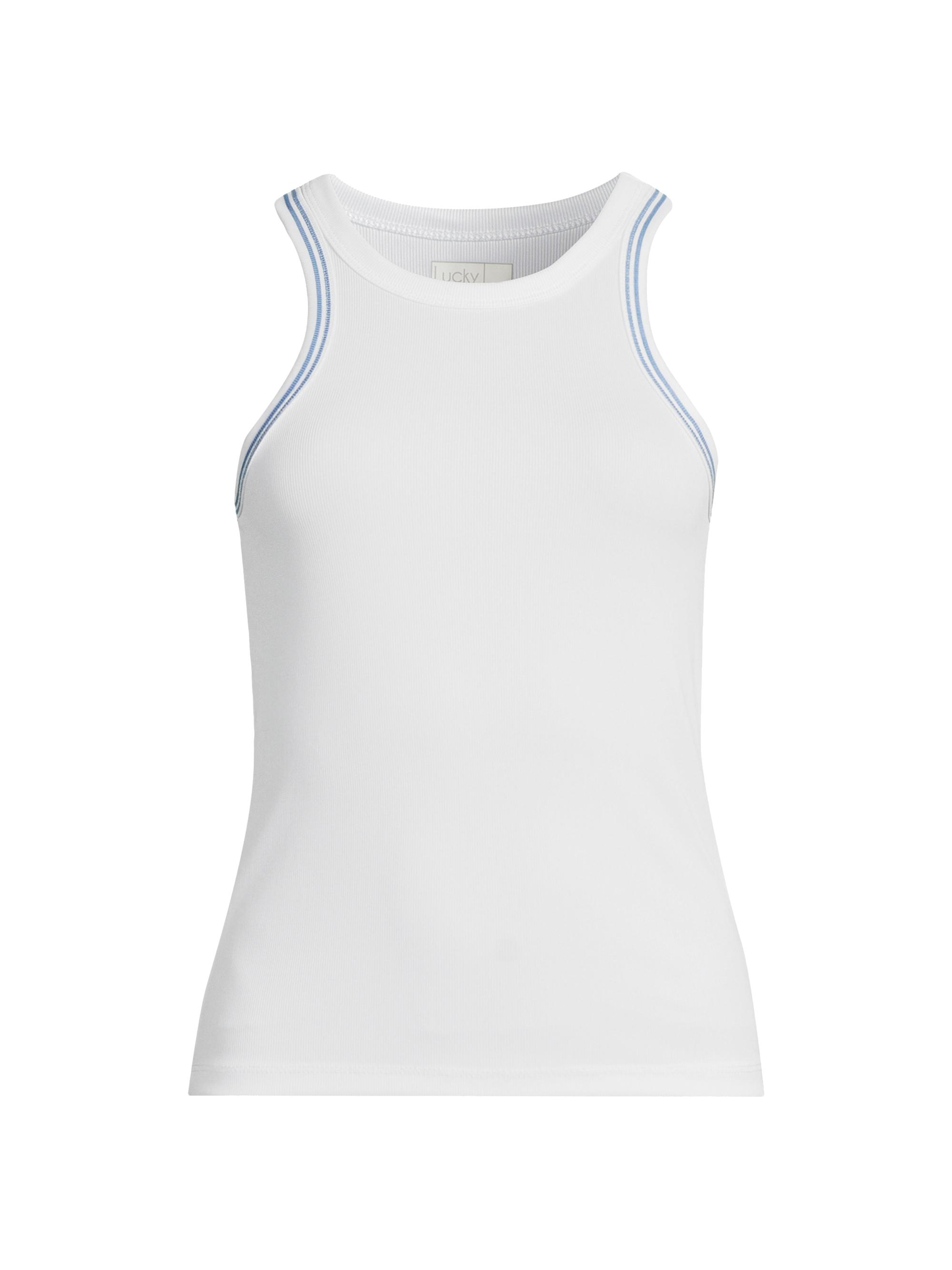 Lucky in Love Women's Linen Noveau Streak Tank Top - White