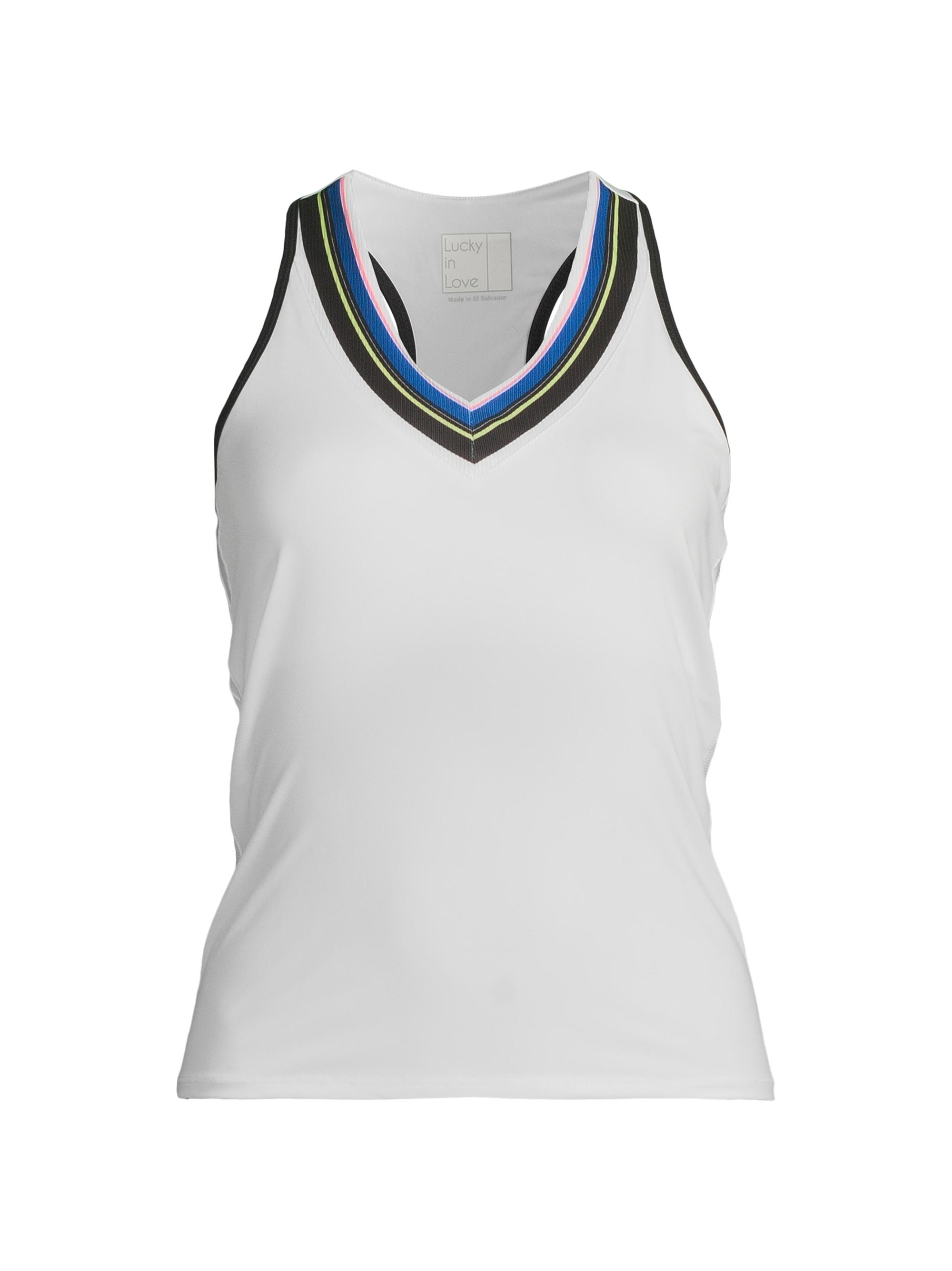 Lucky in Love Women's Stripe It Up V-Neck Tank - White