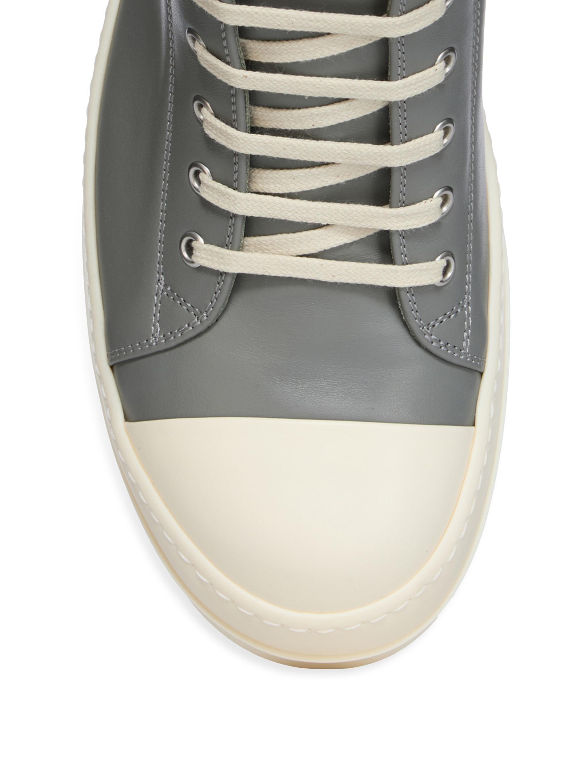 Rick owens SNEAKERS グレー レザー Rick Owens Leather Low-Top Sneakers | Saks Fifth Avenue