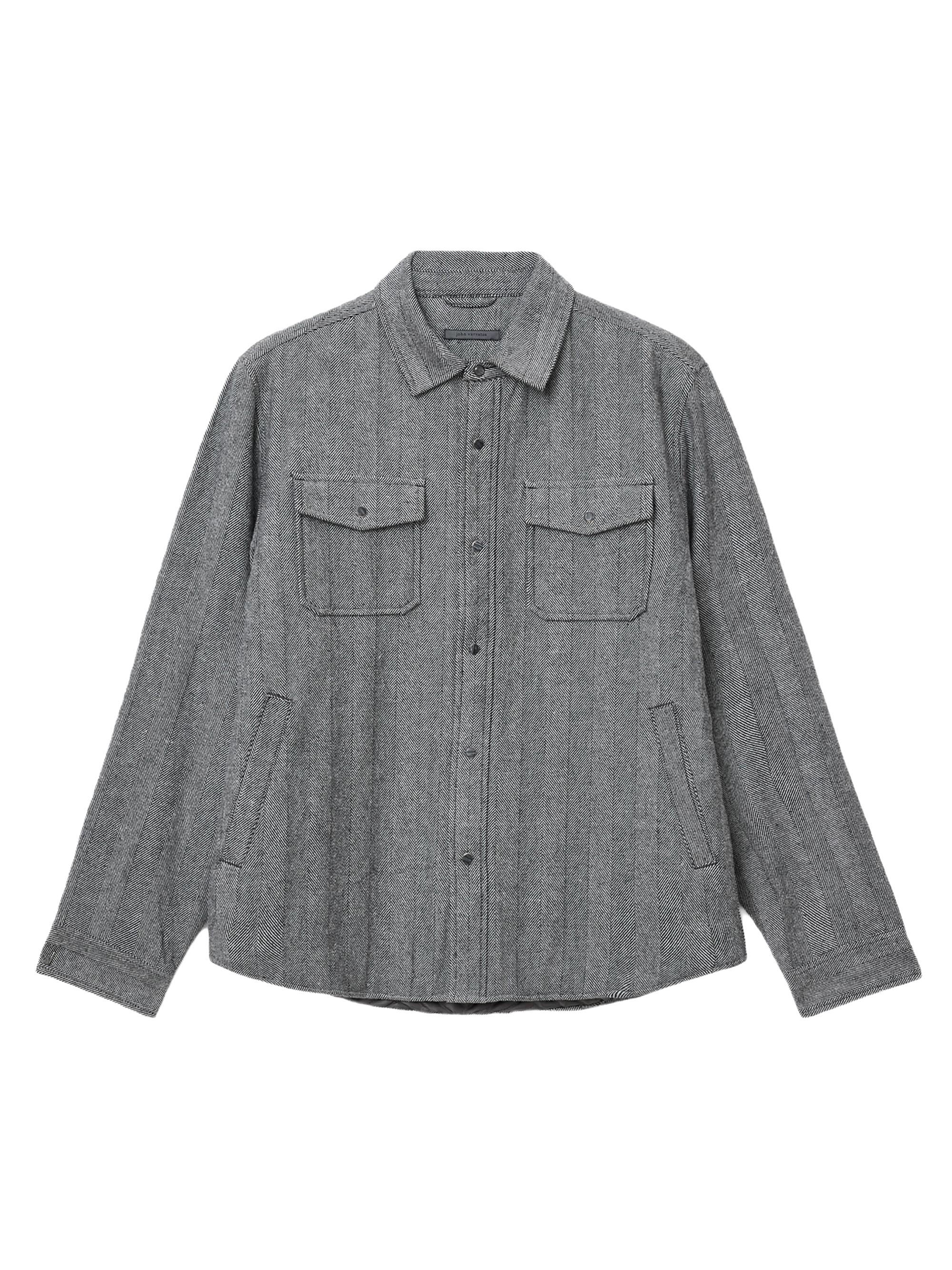 John Varvatos Men's Jameson Herringbone Shirt Jacket - Smoked Pearl Grey