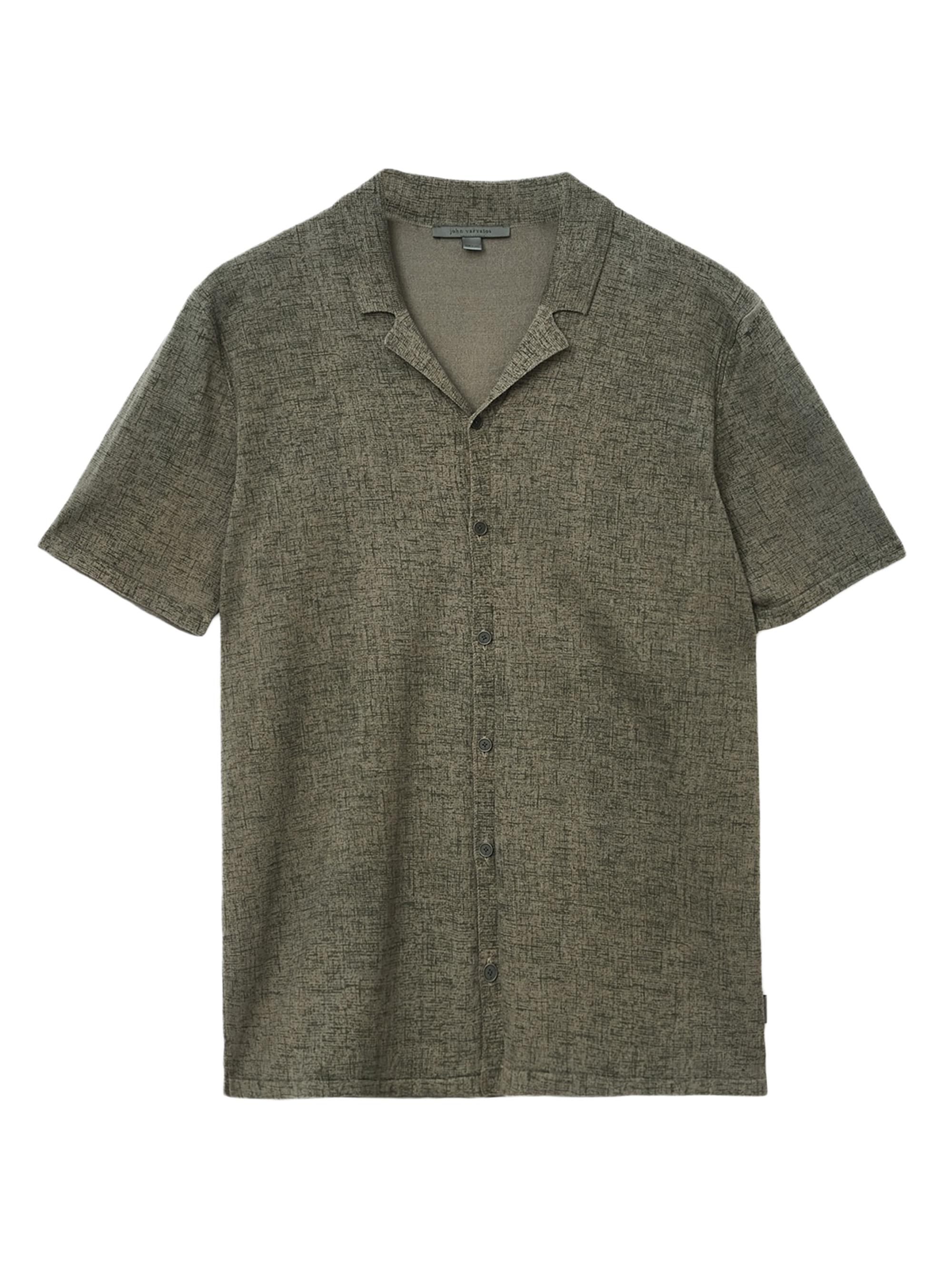 John Varvatos Men's Nayeem Cotton Camp Shirt - Sage Brush