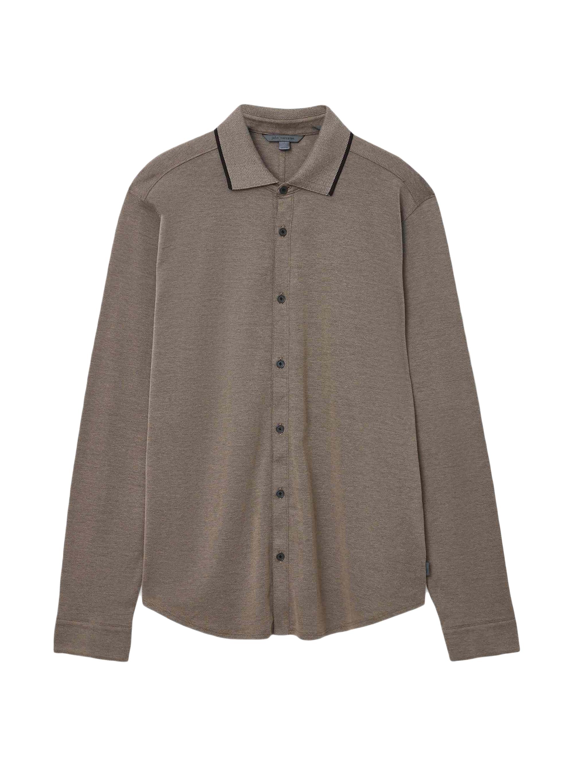 John Varvatos Men's Drewce Birdseye Shirt - Twig