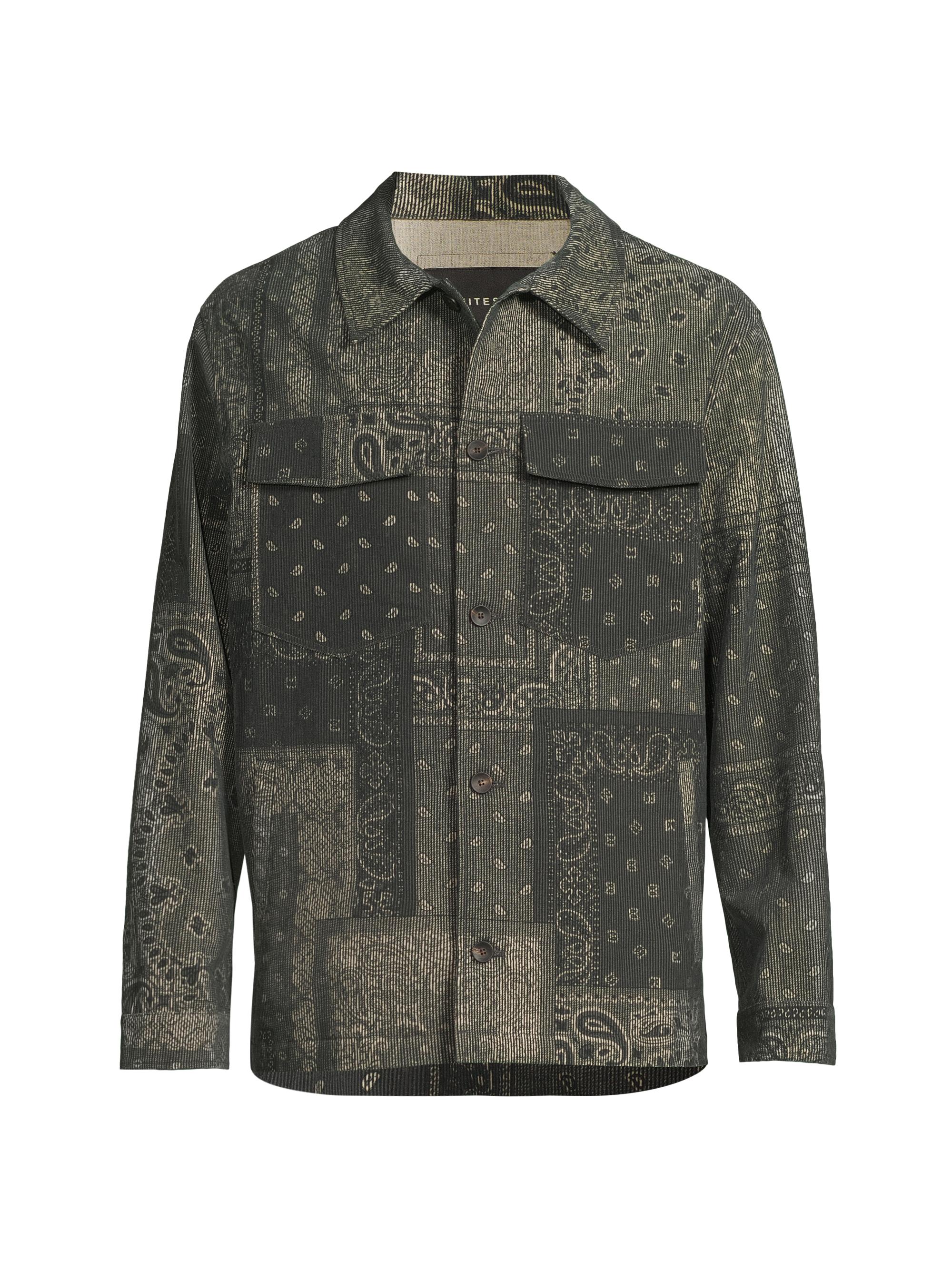 White Sand Men's Whitesand Printed Washed Cord Jacket - Dark Grey