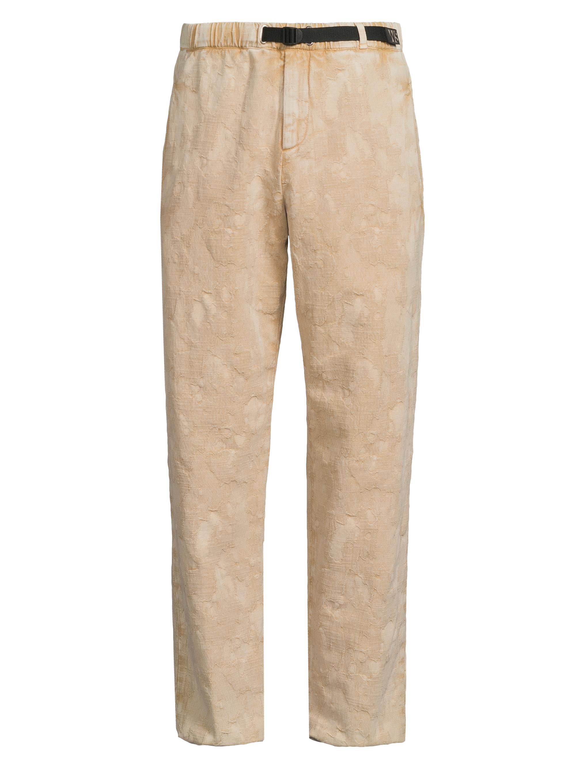 White Sand Men's Stone-Washed Camo Jacquard Belted Pants - Sand