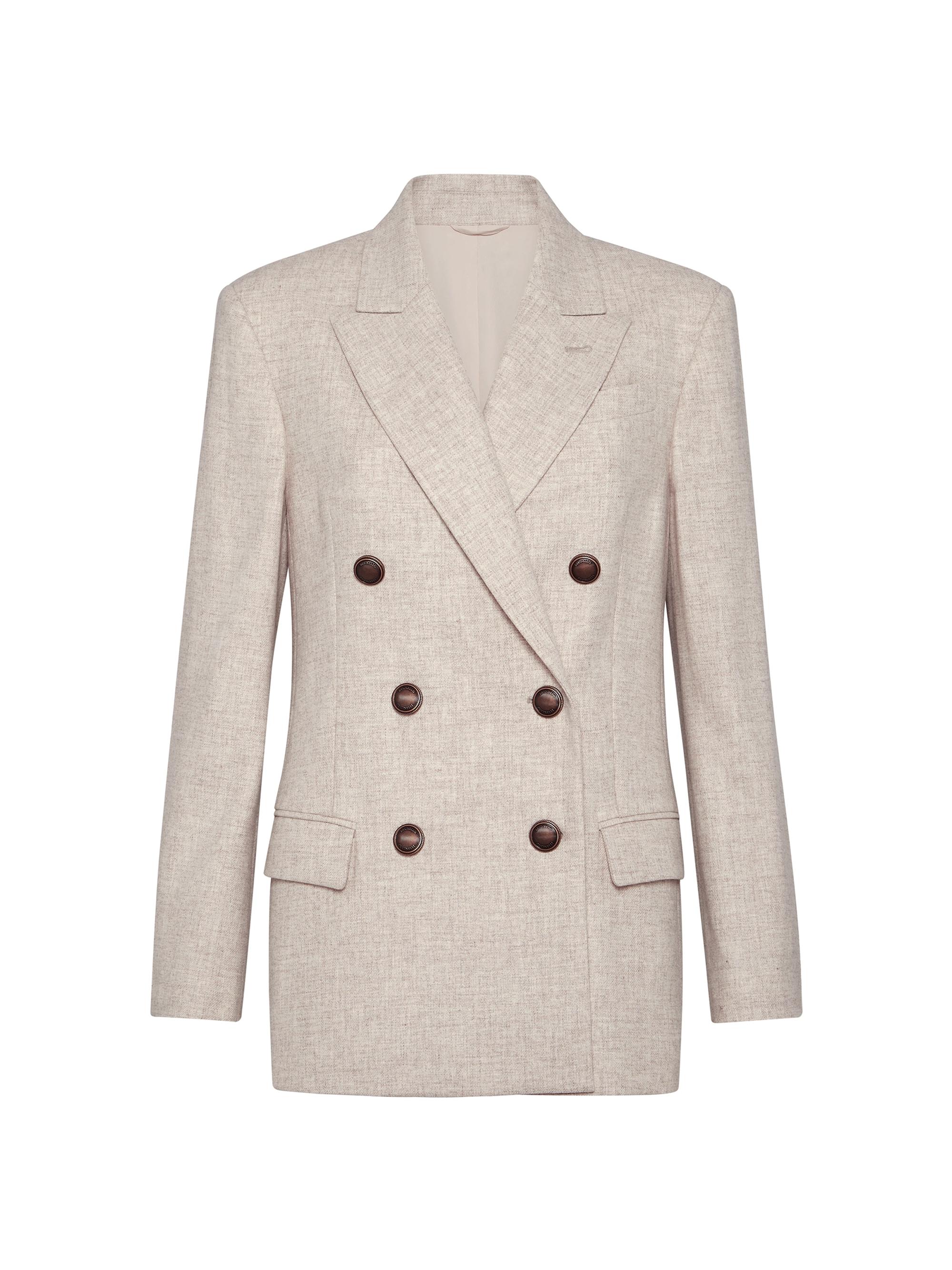 Brunello Cucinelli Women's Virgin Wool and Cashmere Twill Flannel Blazer - Beige