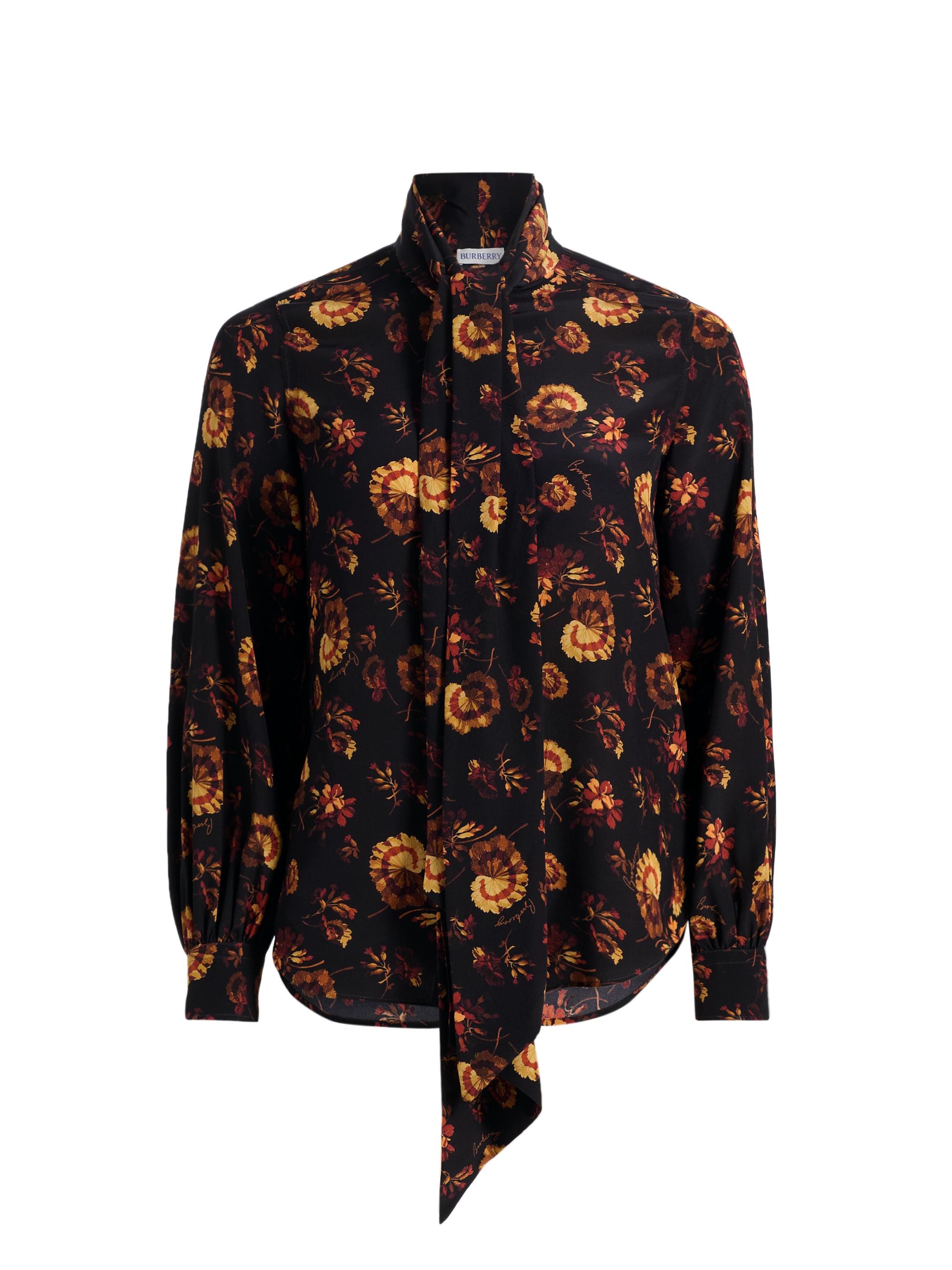 Burberry Women's Lina Floral Silk Tie-Neck Blouse - Crimson Red