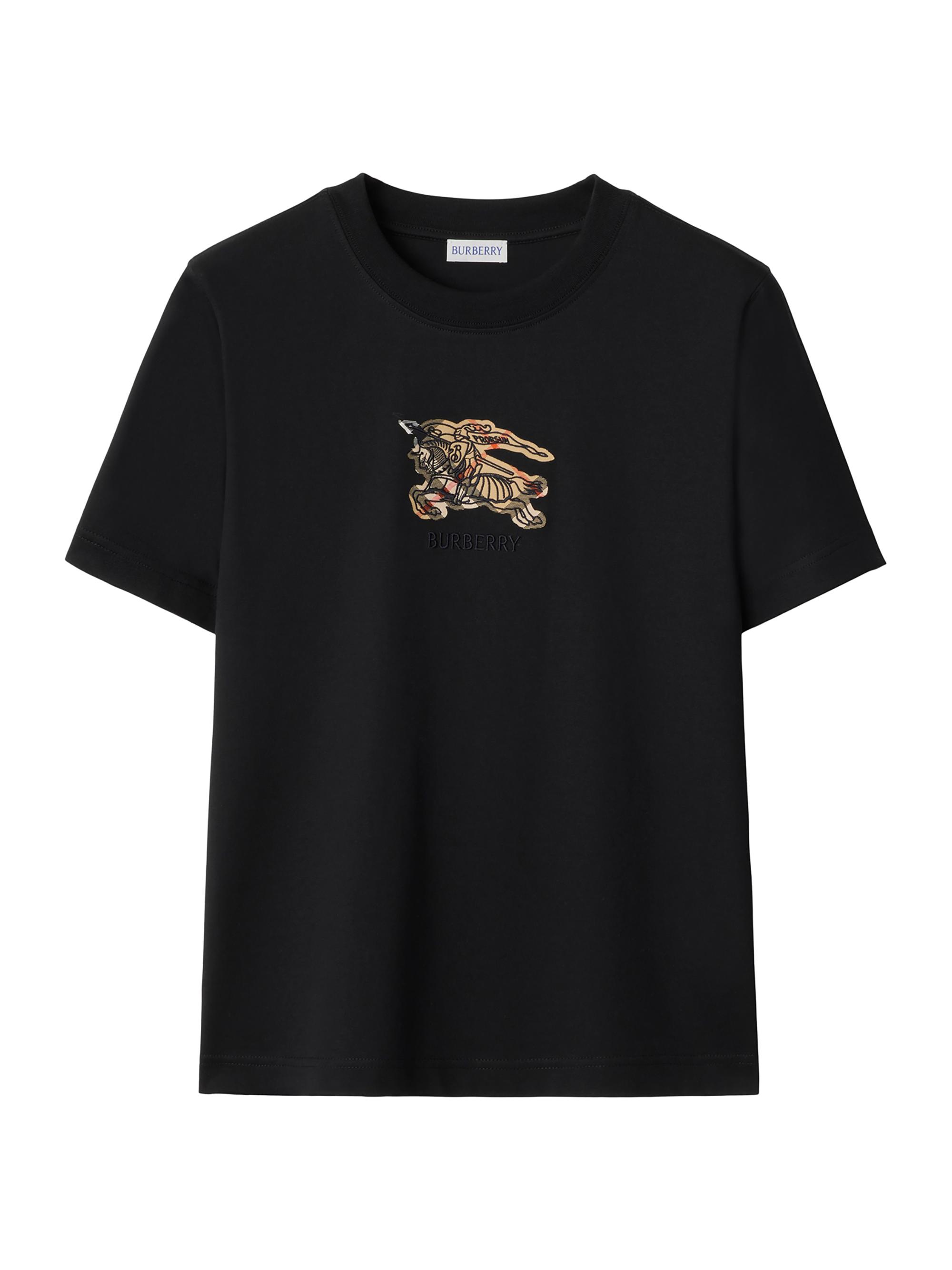 キッズ　BURBERRY ブラック Tシャツ 12Y Burberry Check EKD cotton jersey T-shirt in black - Burberry