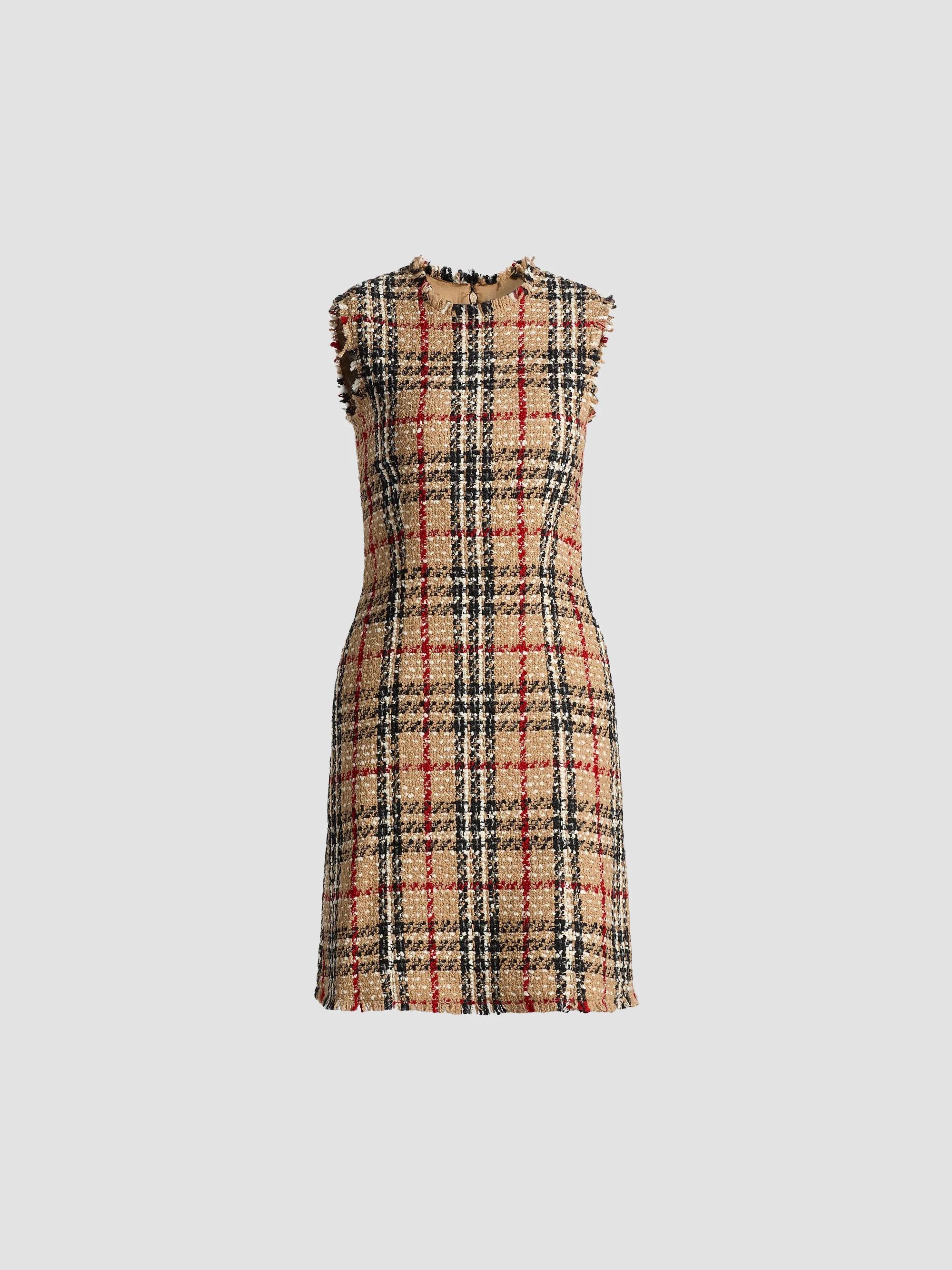 Burberry Abigail Check Wool-Blend Sleeveless Minidress | Saks