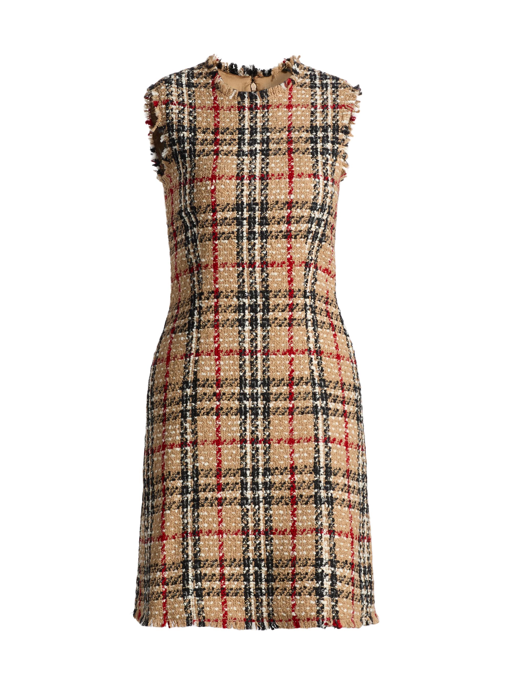 Burberry Women's Abigail Check Wool-Blend Sleeveless Minidress - Sand Ip Check