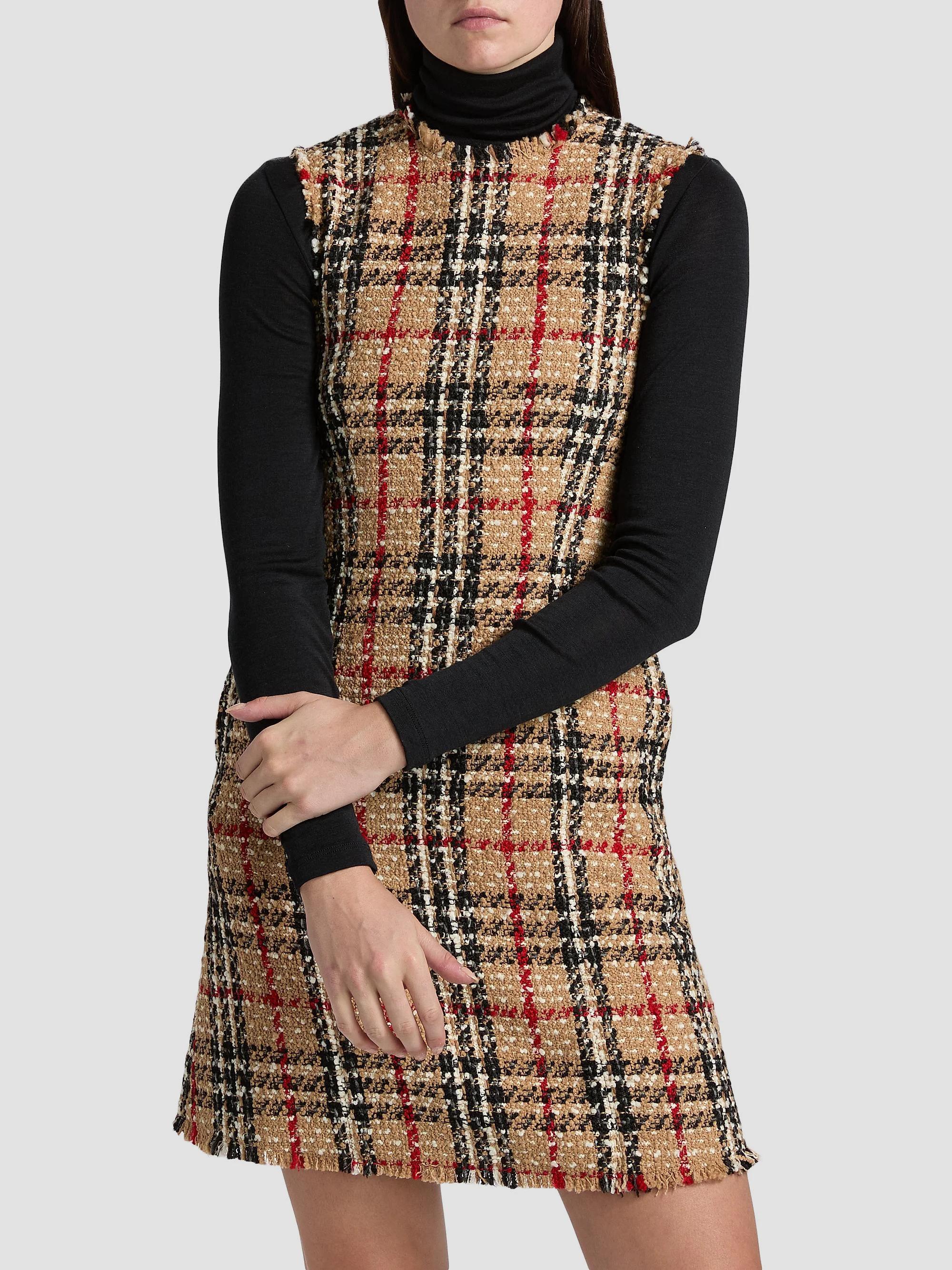 Burberry Abigail Check Wool-Blend Sleeveless Minidress | Saks
