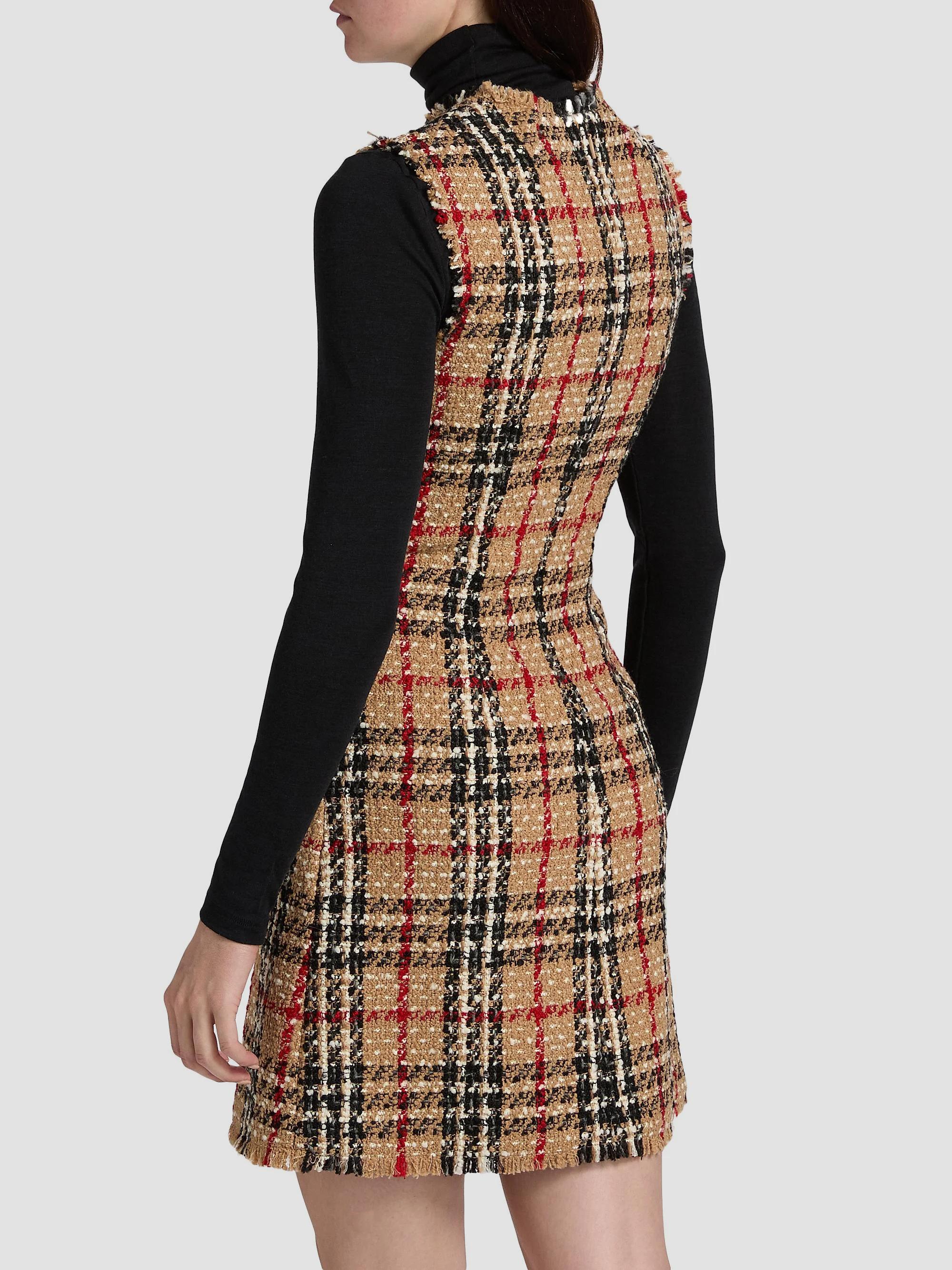 Burberry Abigail Check Wool-Blend Sleeveless Minidress | Saks
