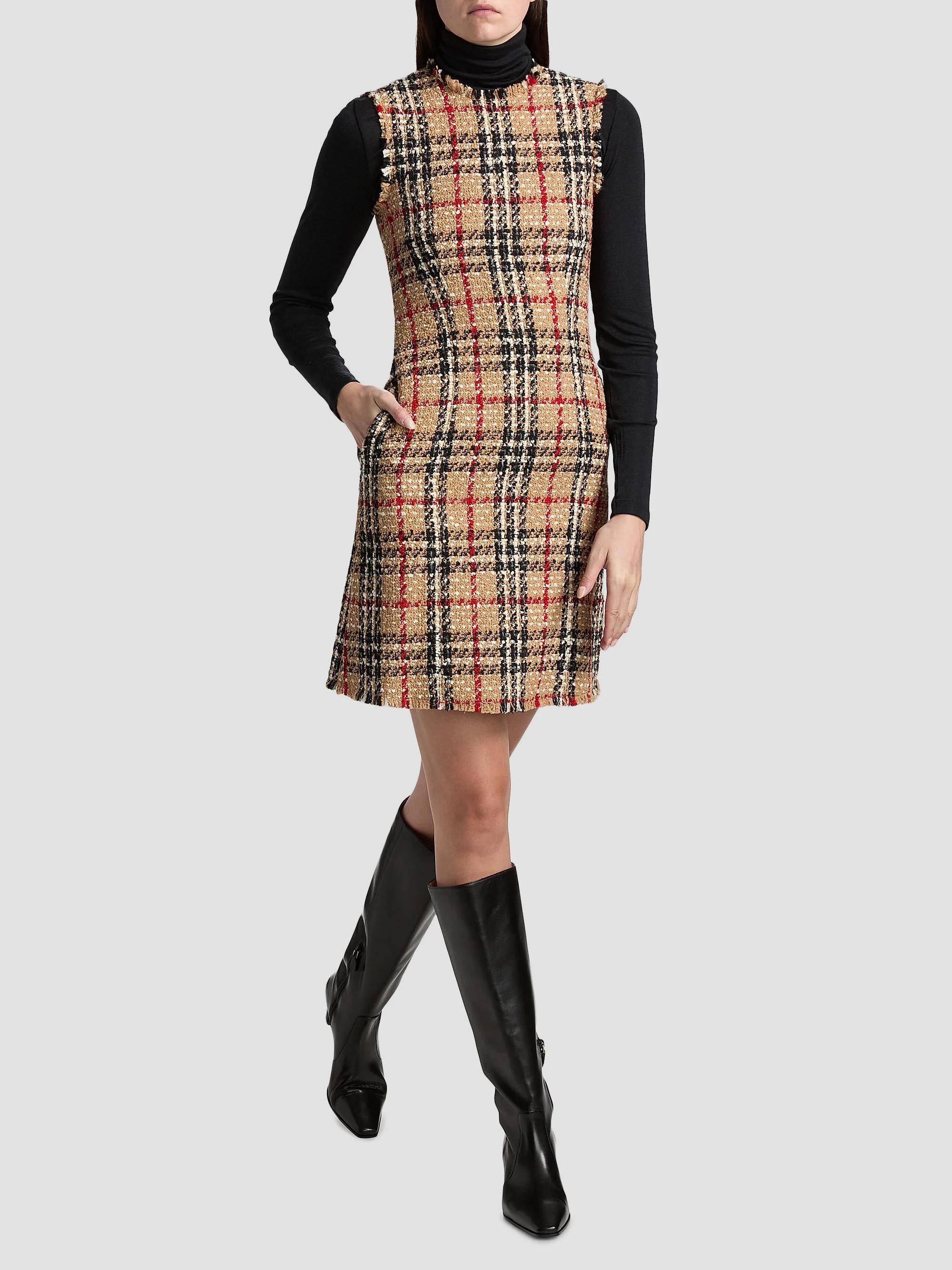 Burberry Abigail Check Wool-Blend Sleeveless Minidress | Saks