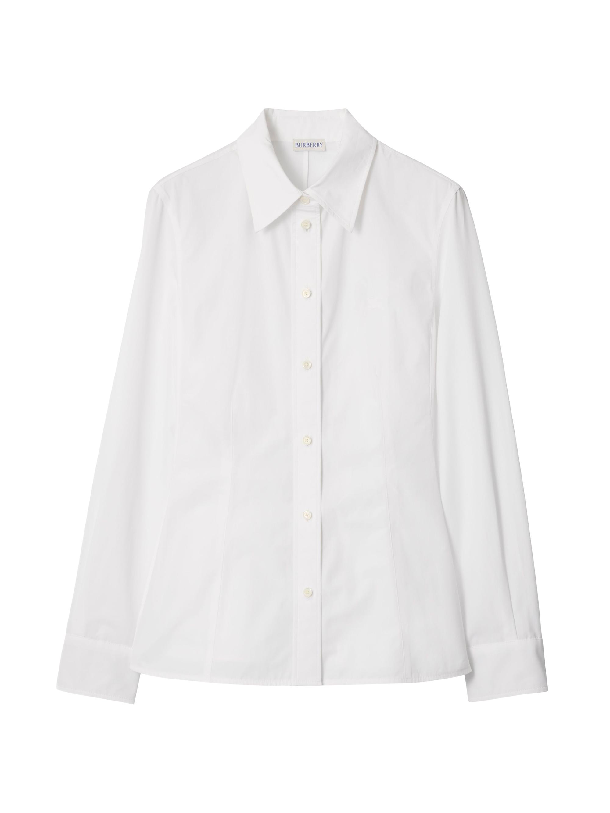 Burberry Women's Logo Cotton-Poplin Button-Front Shirt - Optic White