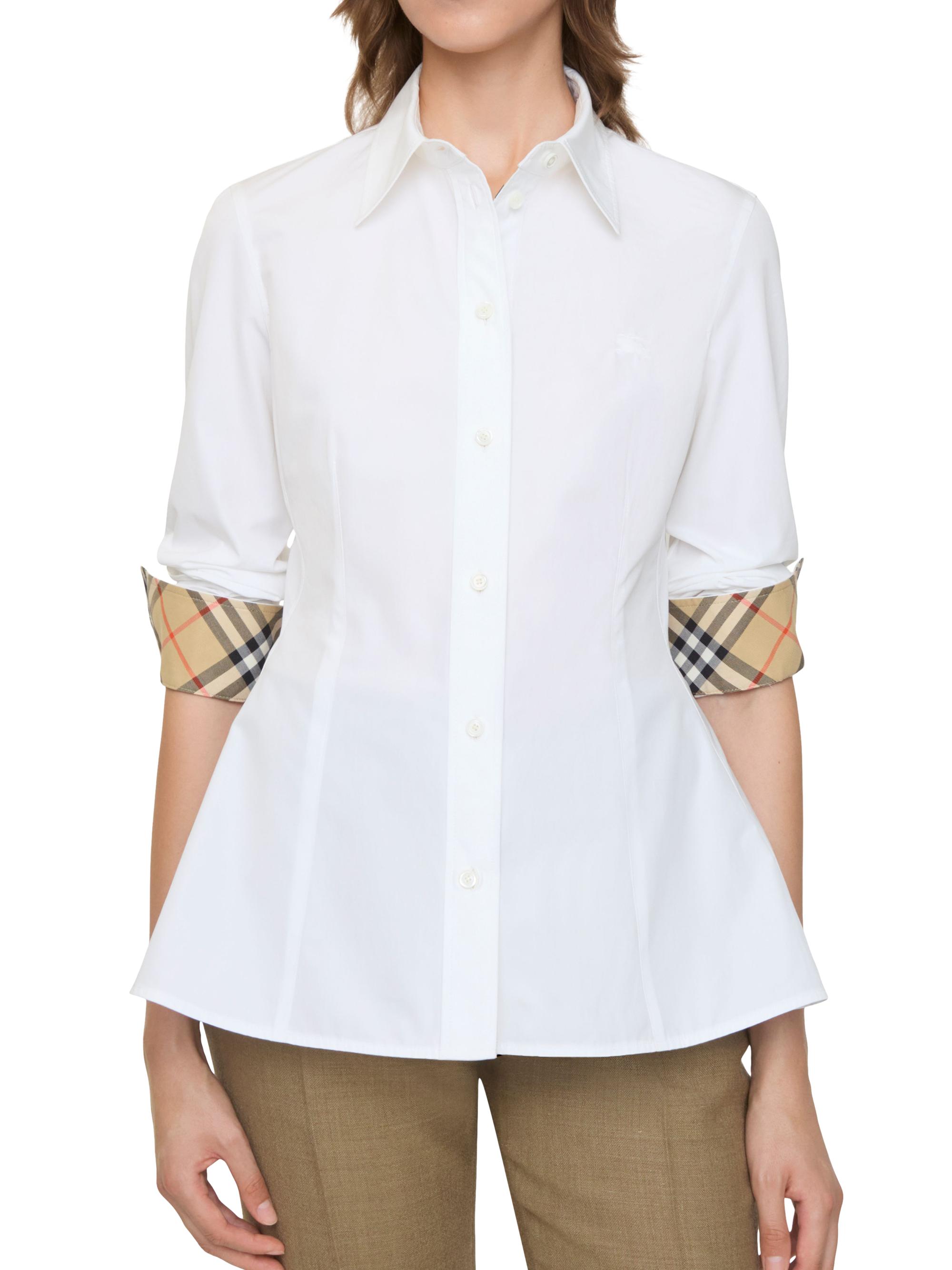 バーバリー ティッシ期 ロゴテーピング コットン シャツ XL 8017556 Burberry Logo Cotton-Poplin Button-Front Shirt | Saks Fifth Avenue