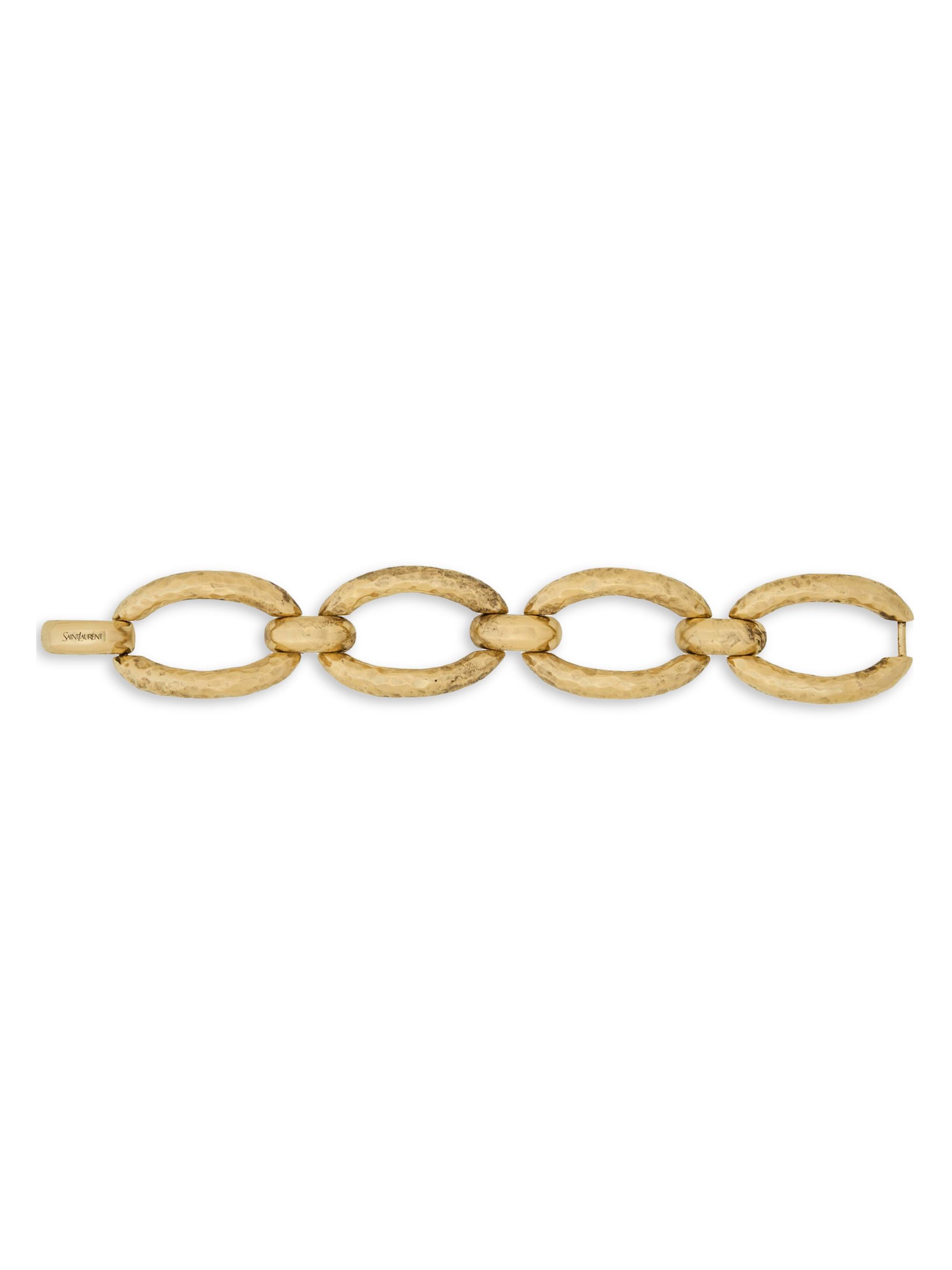 Saint Laurent Women's Oval Chain Bracelet in Metal - Brass Gold