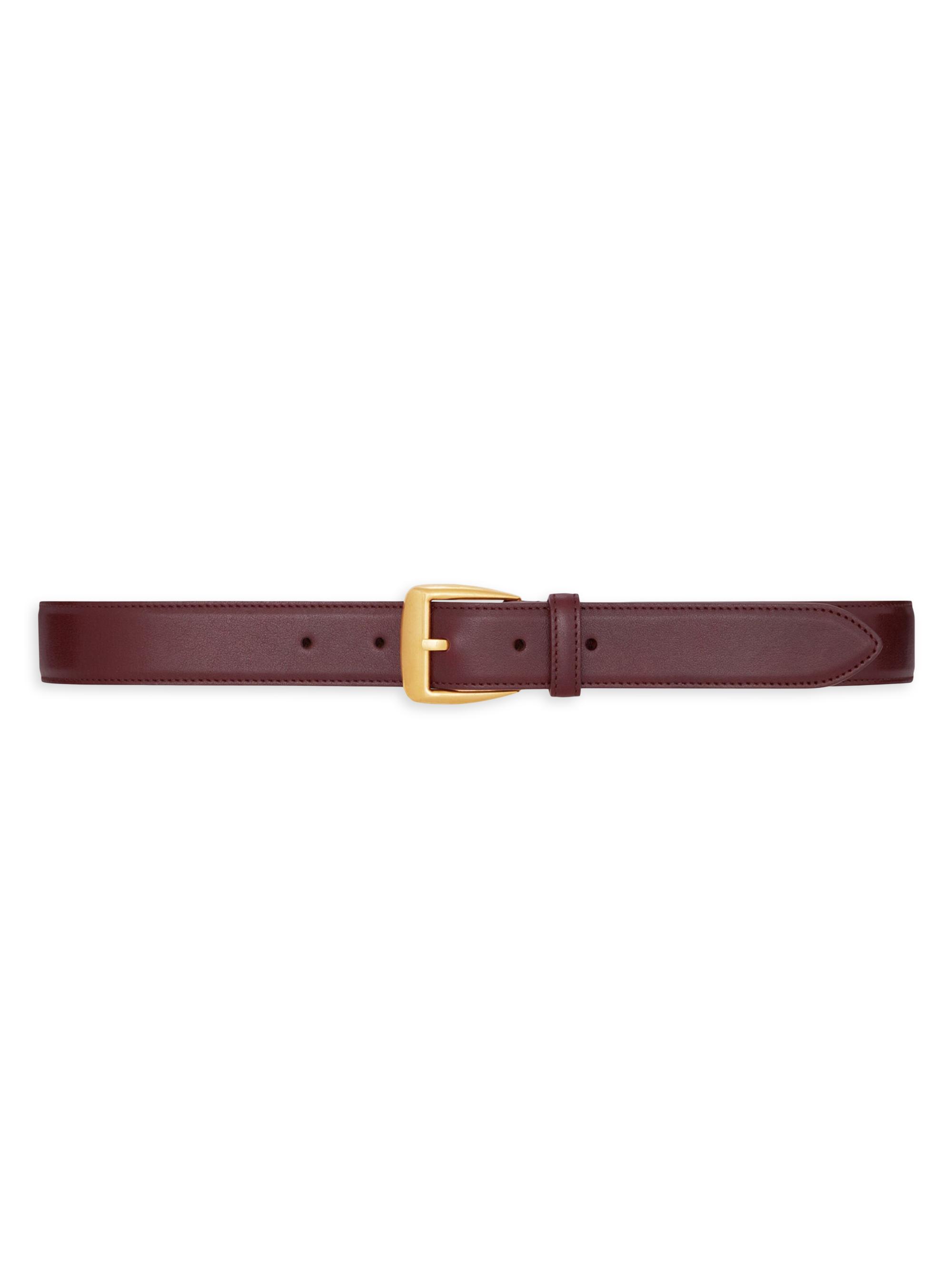 Saint Laurent Women's Trapezoid Belt in Grained Leather - Hot Wine