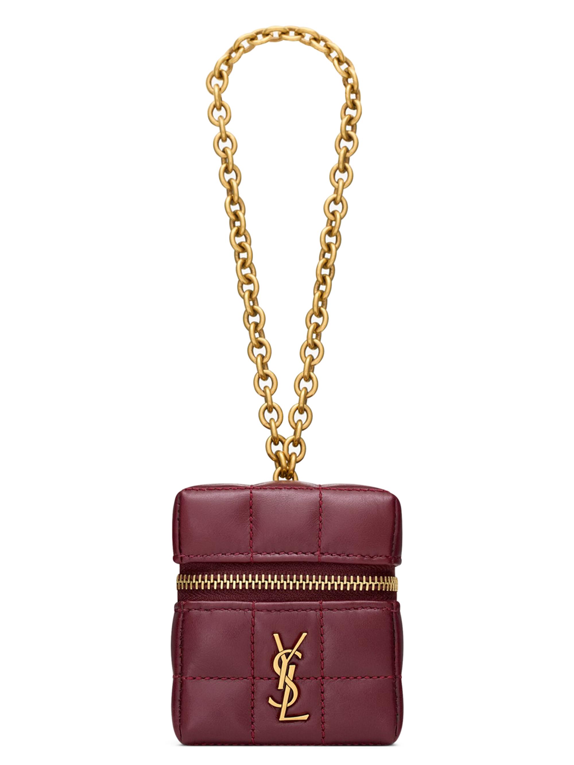 Saint Laurent Women's Cassandre Mini Bag on Chain in Shiny Leather - Dark Ruby