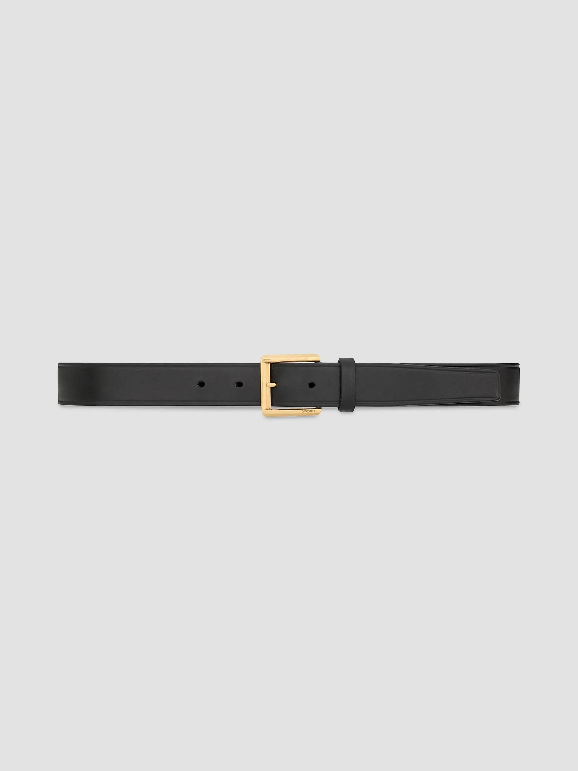 Saint Laurent Women's Rectangular Buckle Belt in Leather - Black - Size 26