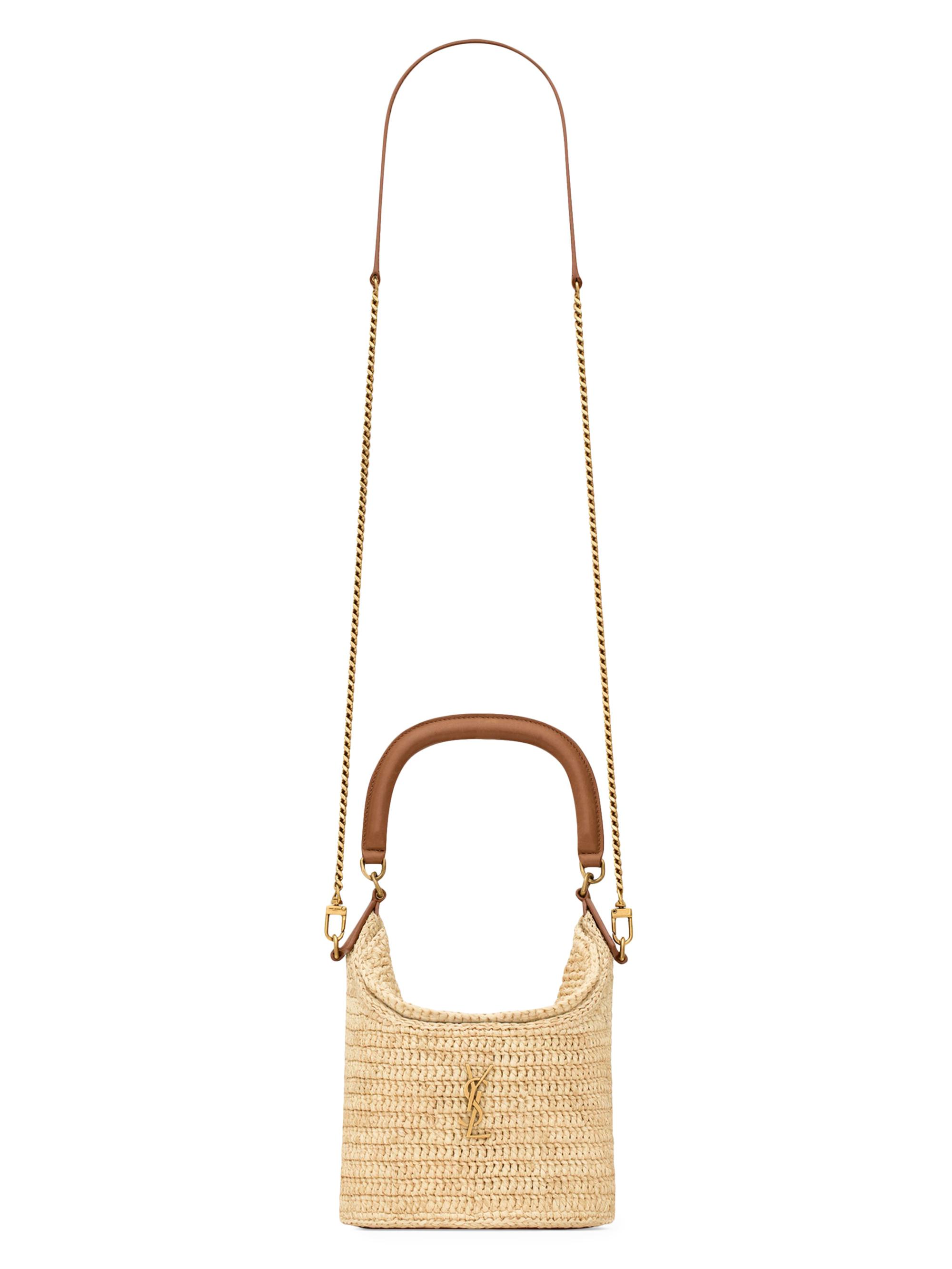 Saint Laurent Women's Gaby Bucket Bag in Raffia - Natural And Brick