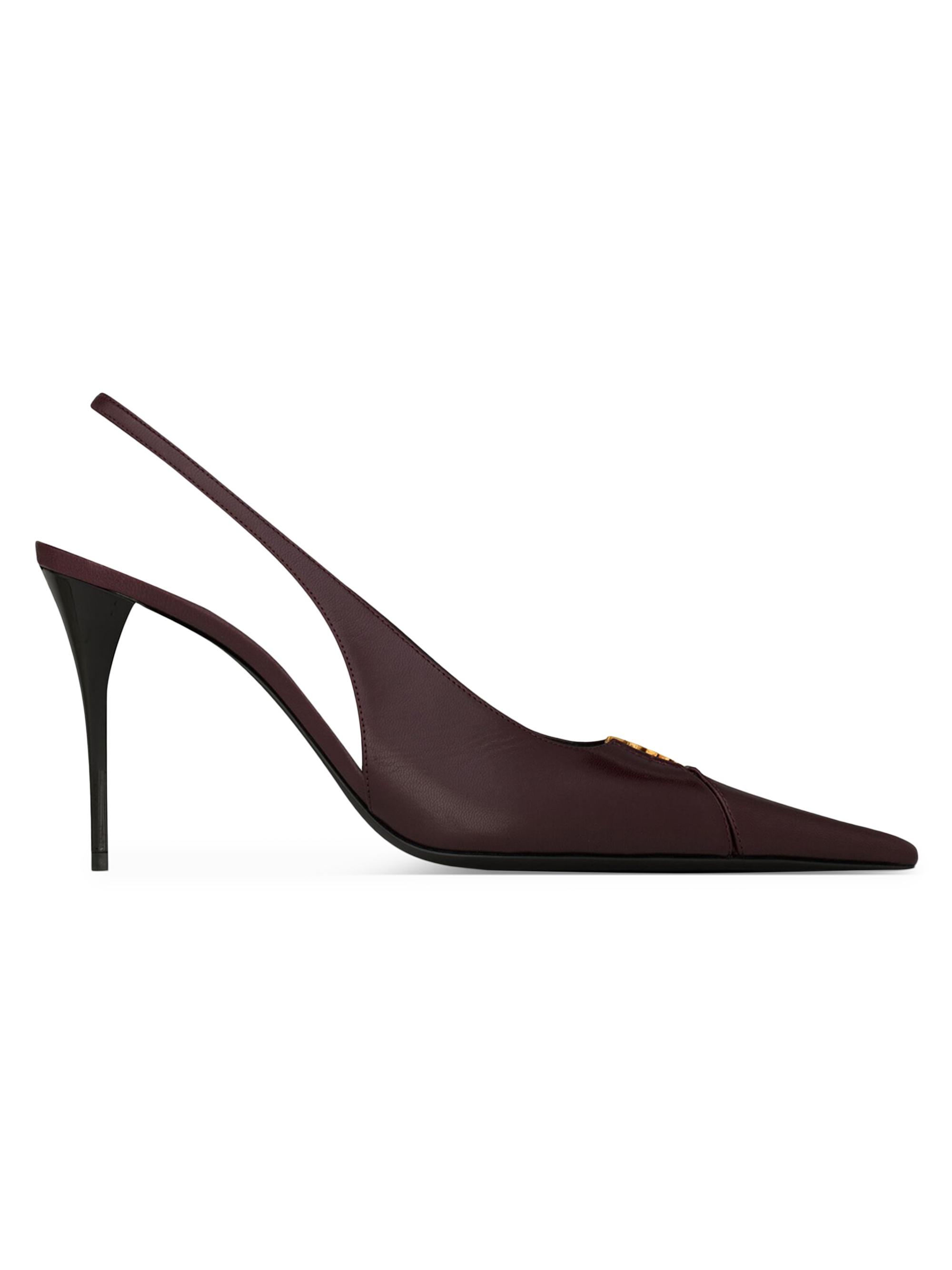 Saint Laurent Women's Babylone Breteuil Slingback Pumps in Smooth Leather - Bordeaux