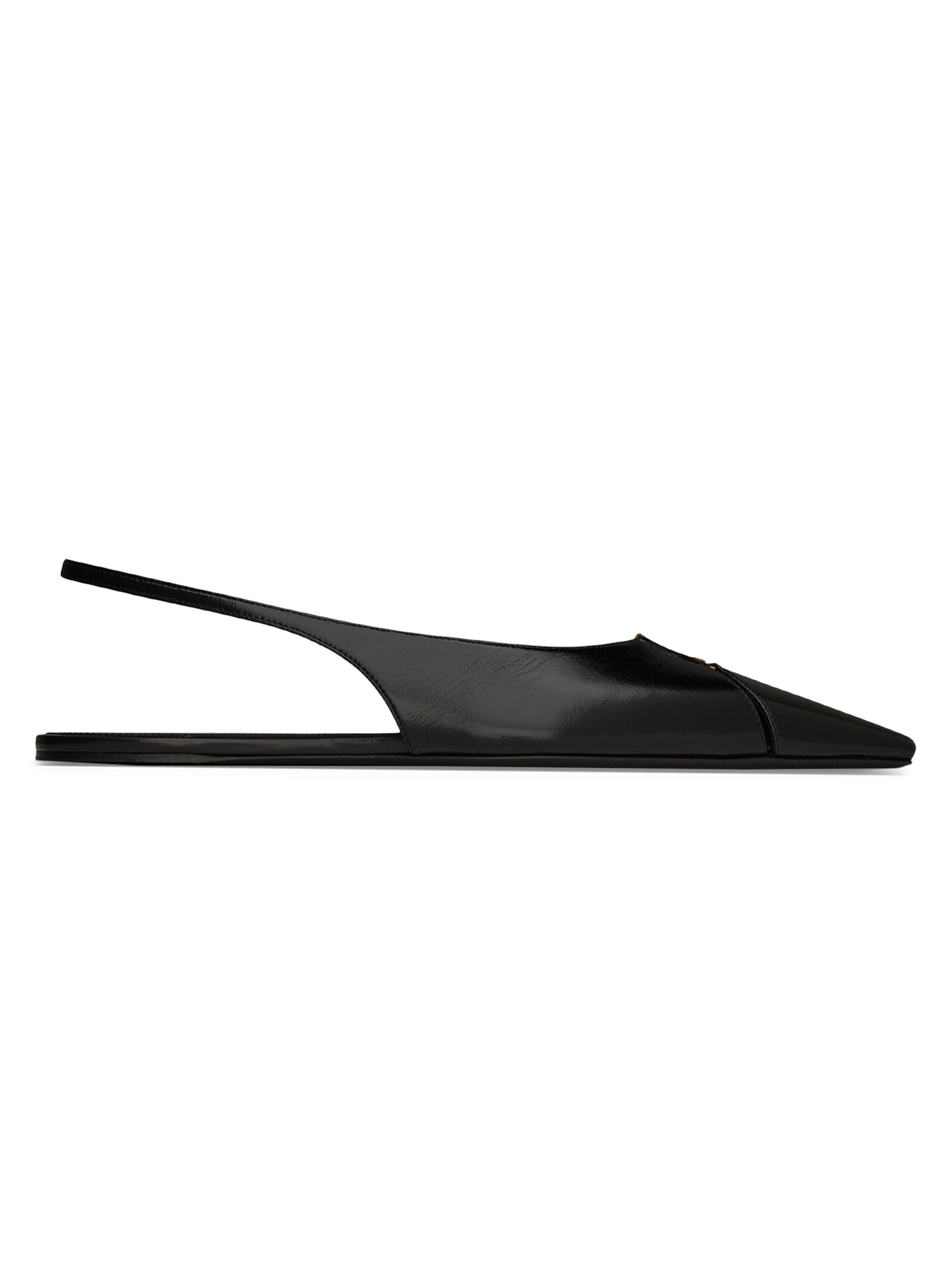 Saint Laurent Women's Babylone Slingback Flats in Smooth Leather - Black
