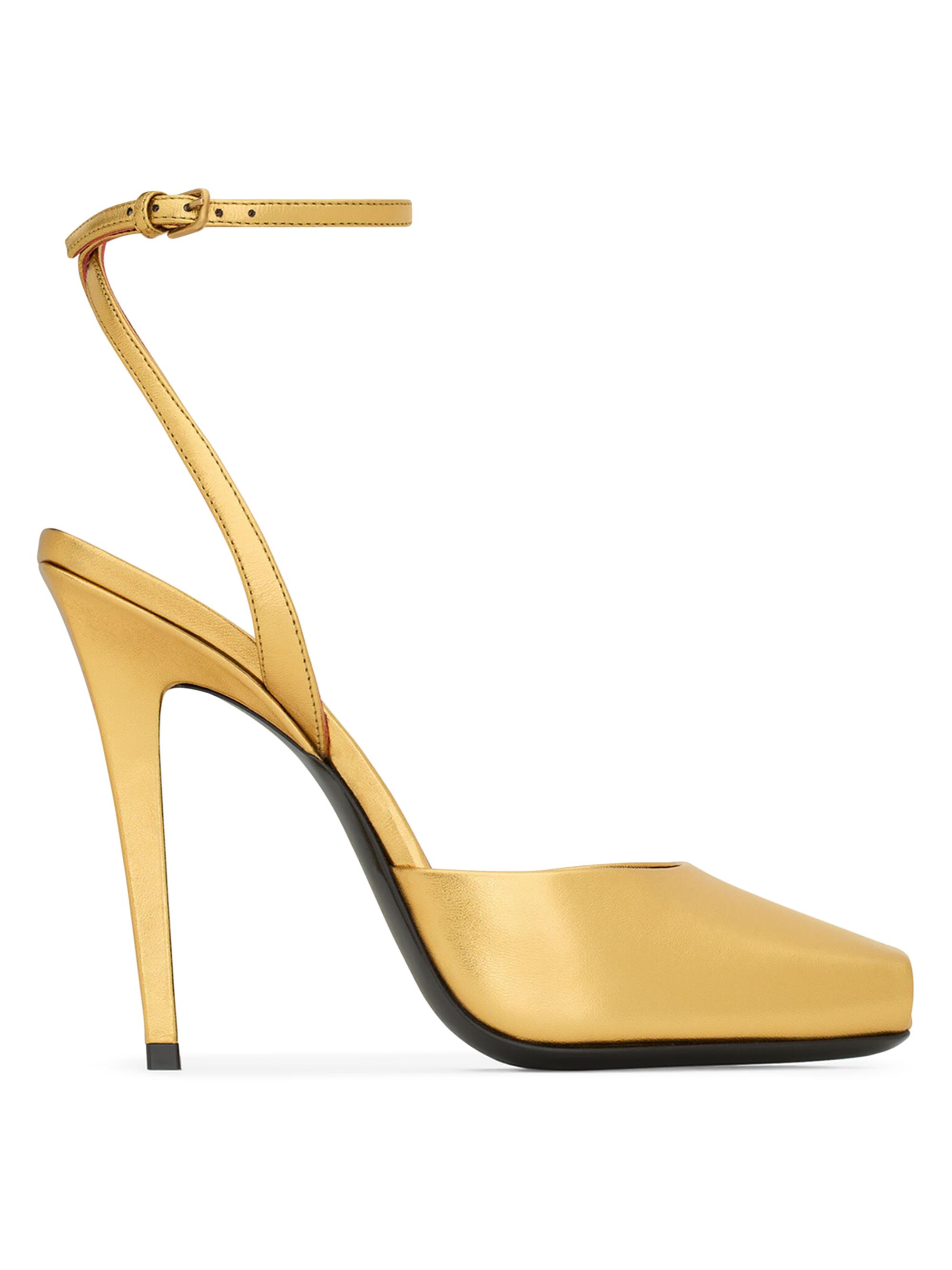 Saint Laurent Women's La Scandale Sandals in Metallic Leather - Sun Gold