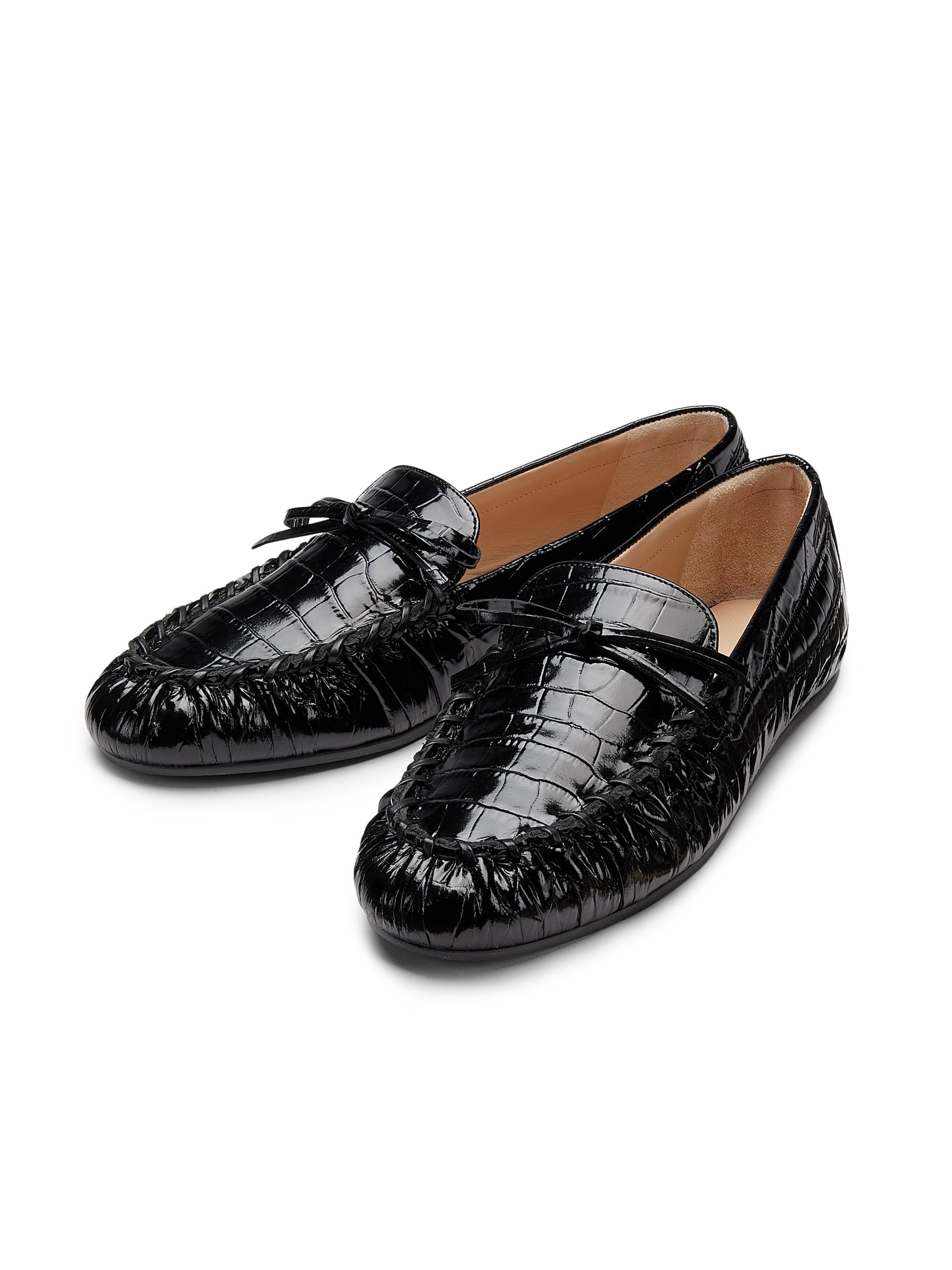 Briiso Black Embossed Leather Loafers with Studded Accent AE Studded Loafer | American Eagle main image 3