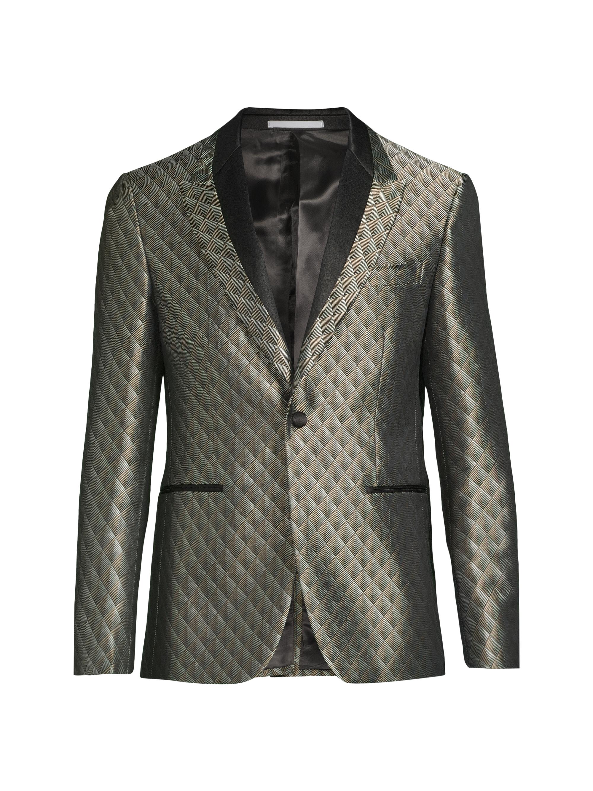 Pal Zileri Men's Geometric Single-Breasted Dinner Jacket - Grey