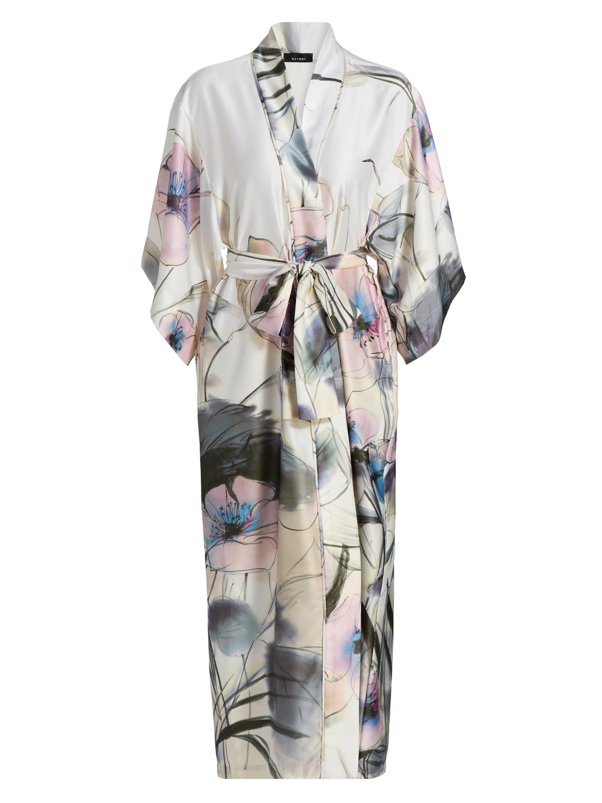 Natori Women's Hiyaku Floral Charmeuse Belted Robe