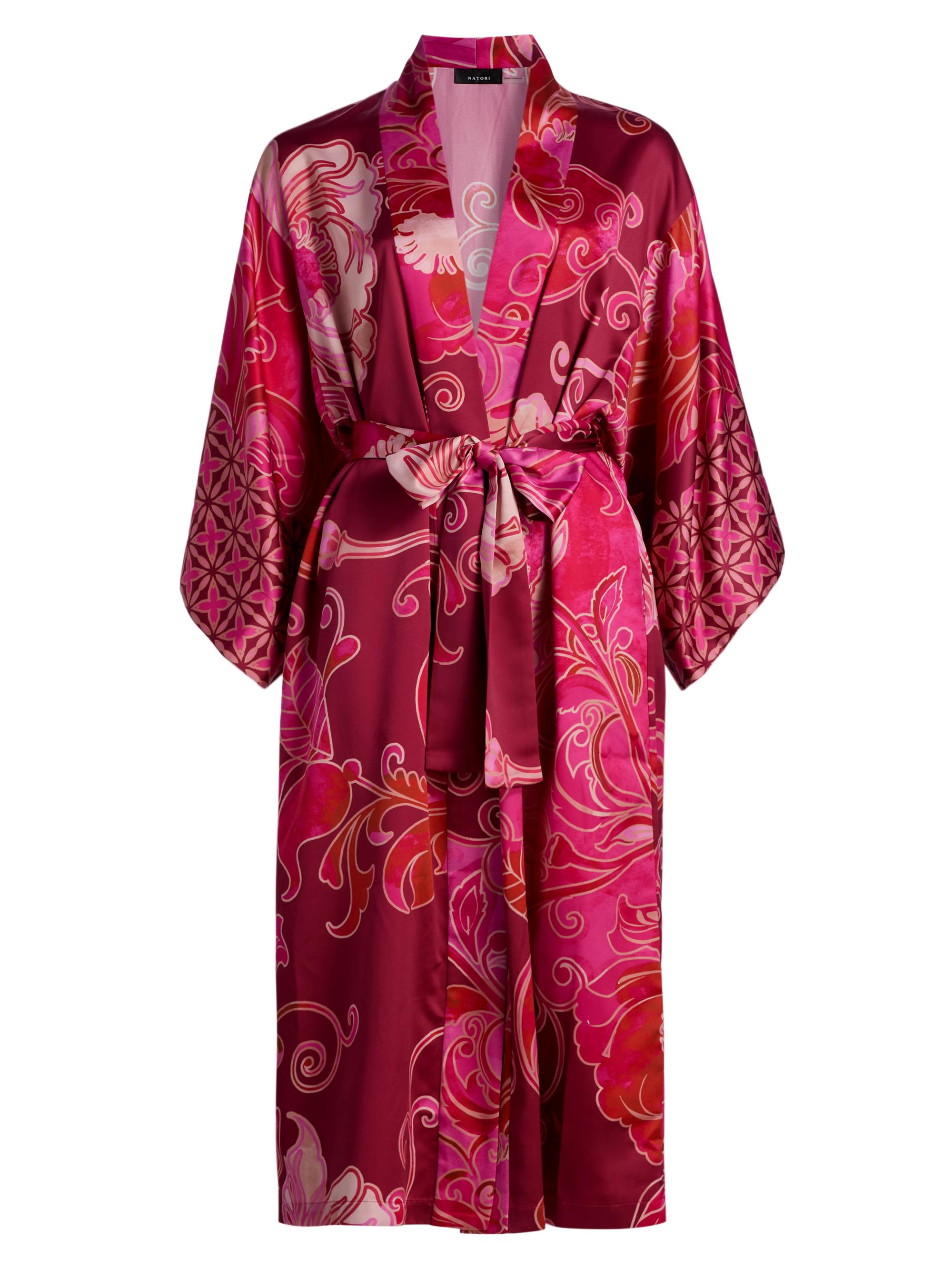 Natori Women's Deco Charmeuse Kimono-Style Robe - Red