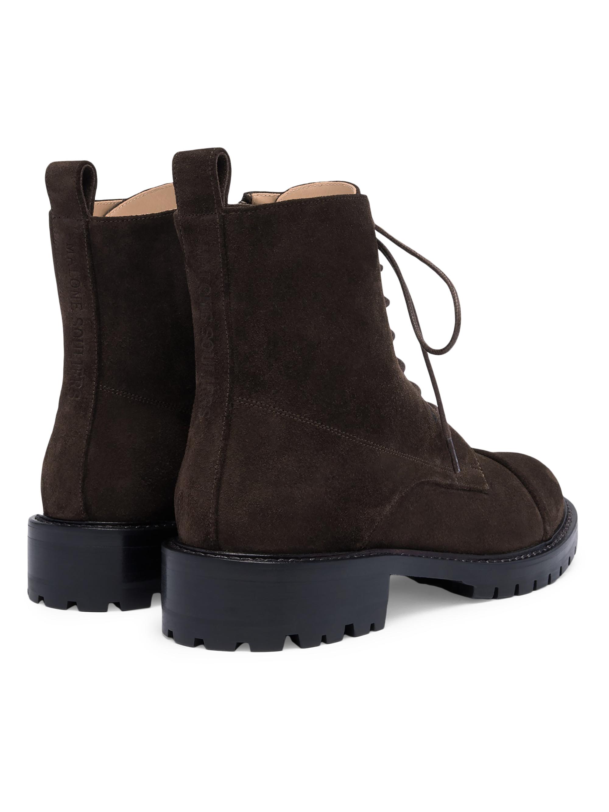 Malone Souliers Women's Miller Suede Combat Boots - Ebony Ebony - side view in Ebony ebony