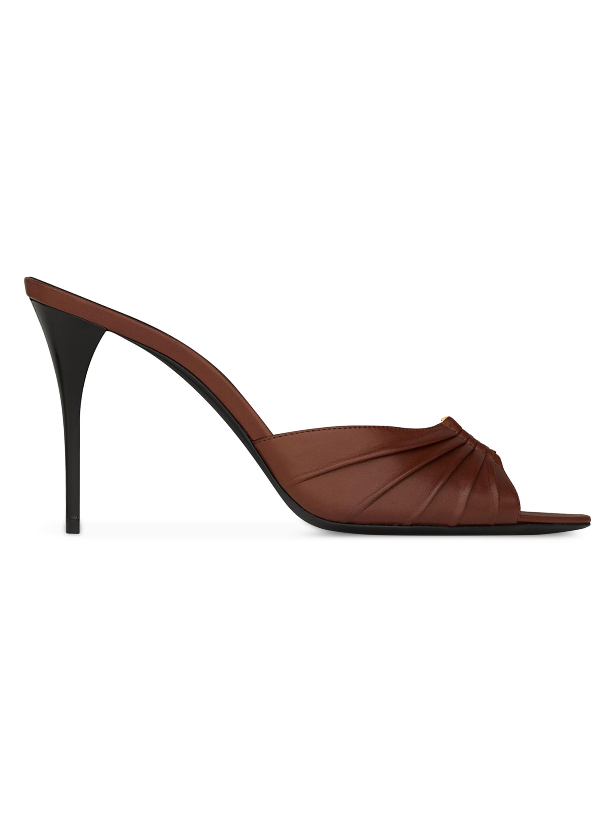 Saint Laurent Women's Babylone Mules in Smooth Leather - Aesthetic Brown