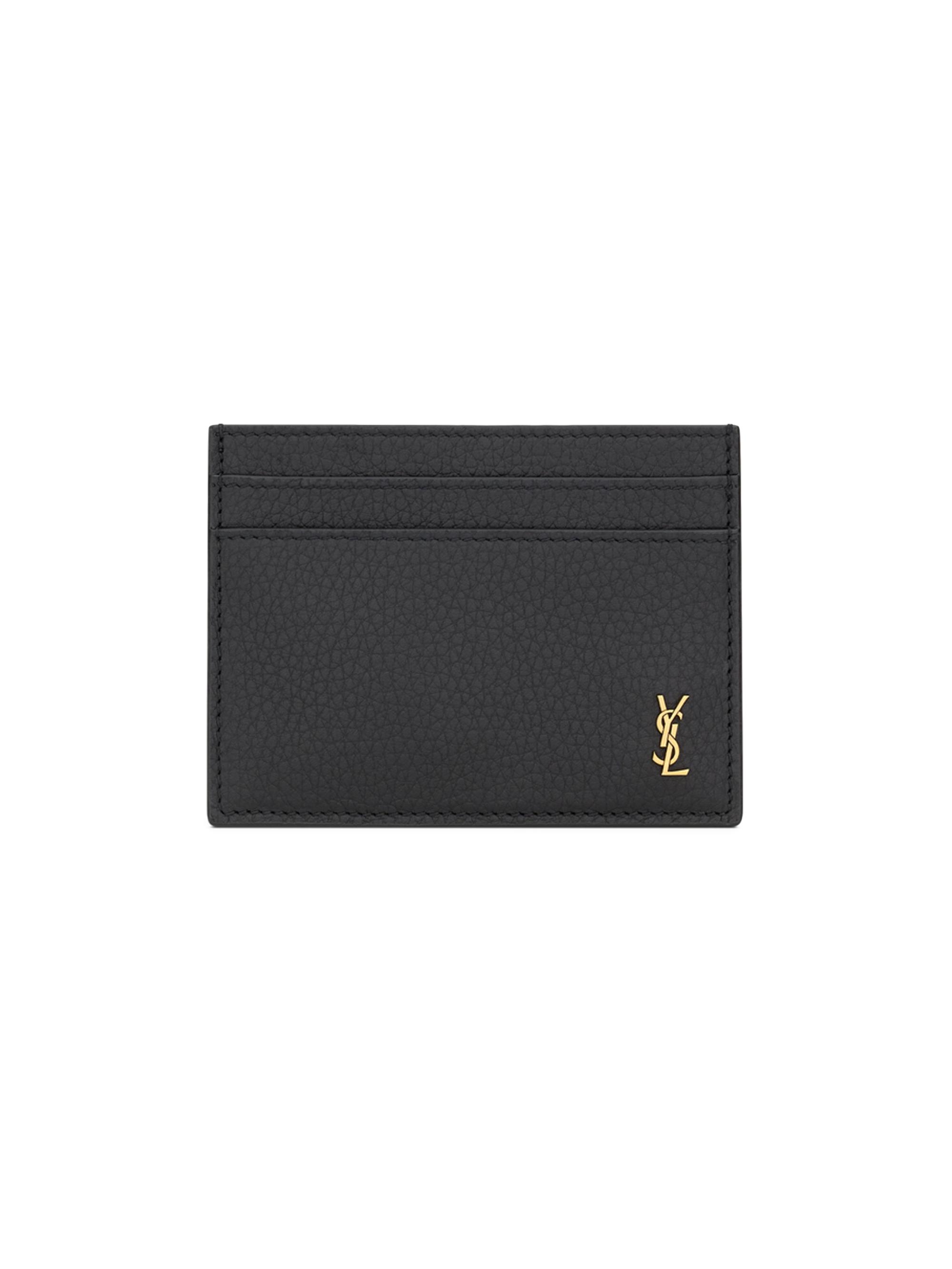 Saint Laurent Tiny Cassandre Card Case in Crocodile-Embossed Matte