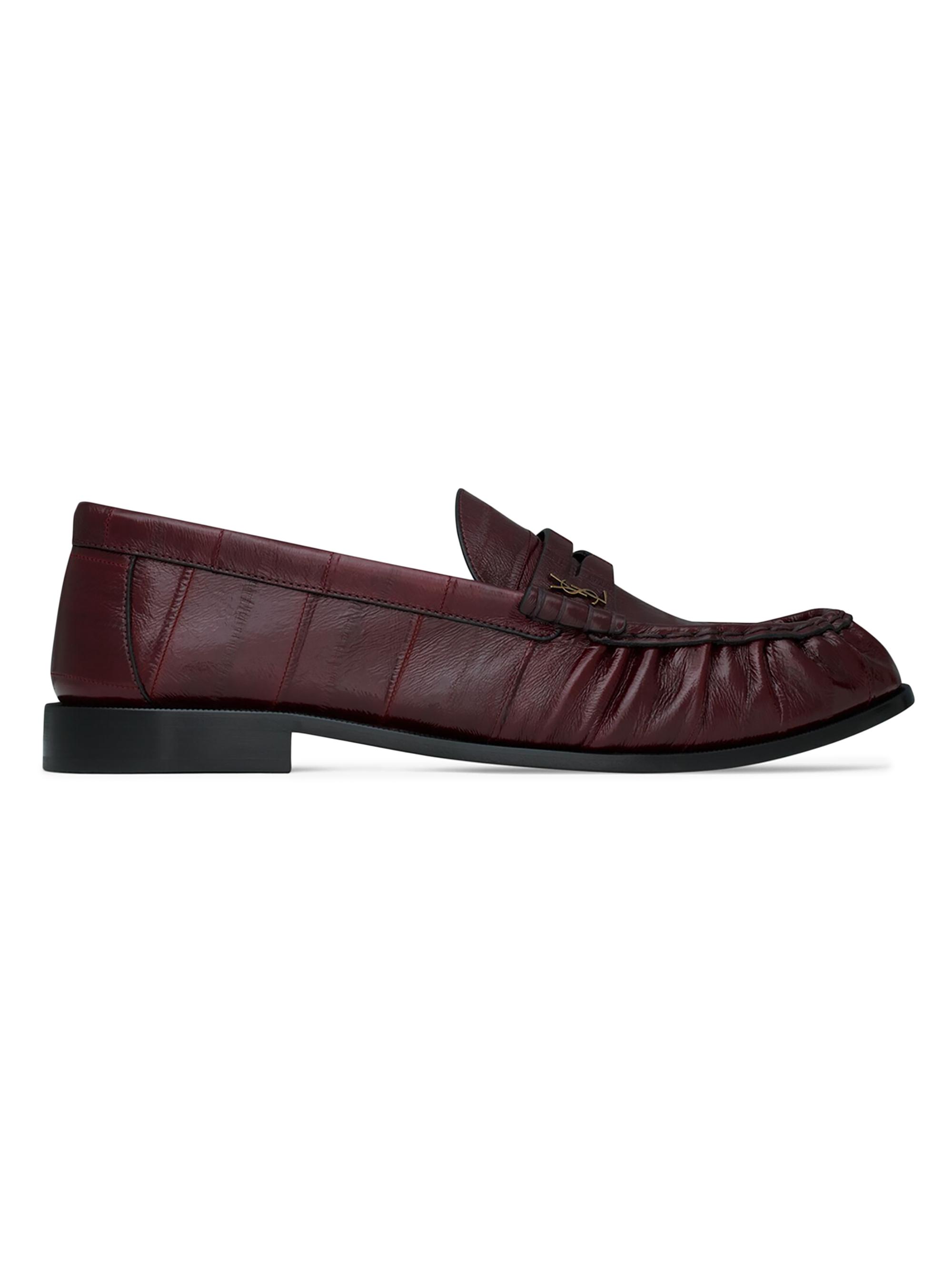 Saint Laurent Men's Le Loafers Supple in Eel - Deep Bordeaux
