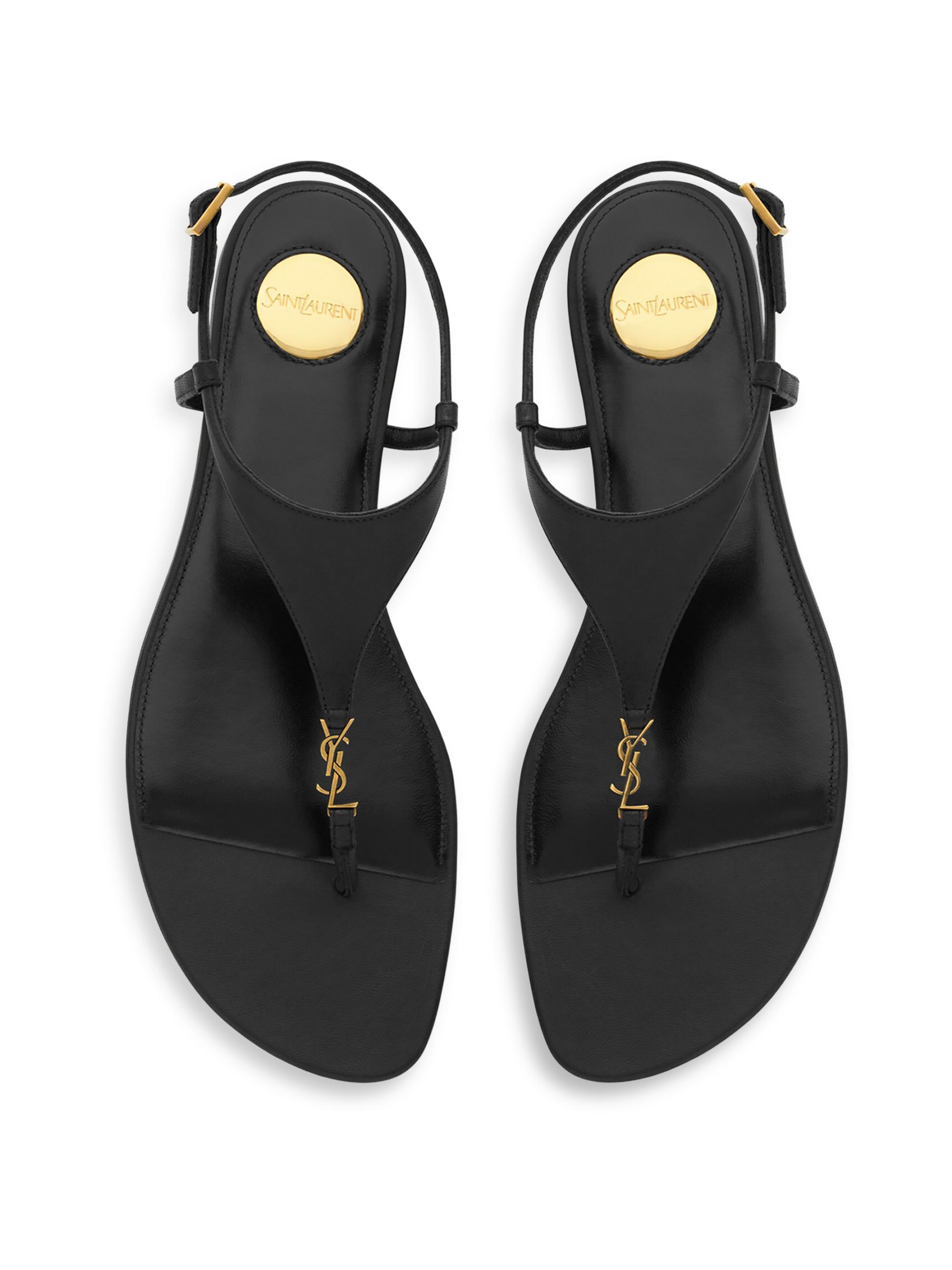 Saint Laurent Cassandra Sandals in Smooth Leather | Saks Fifth Avenue