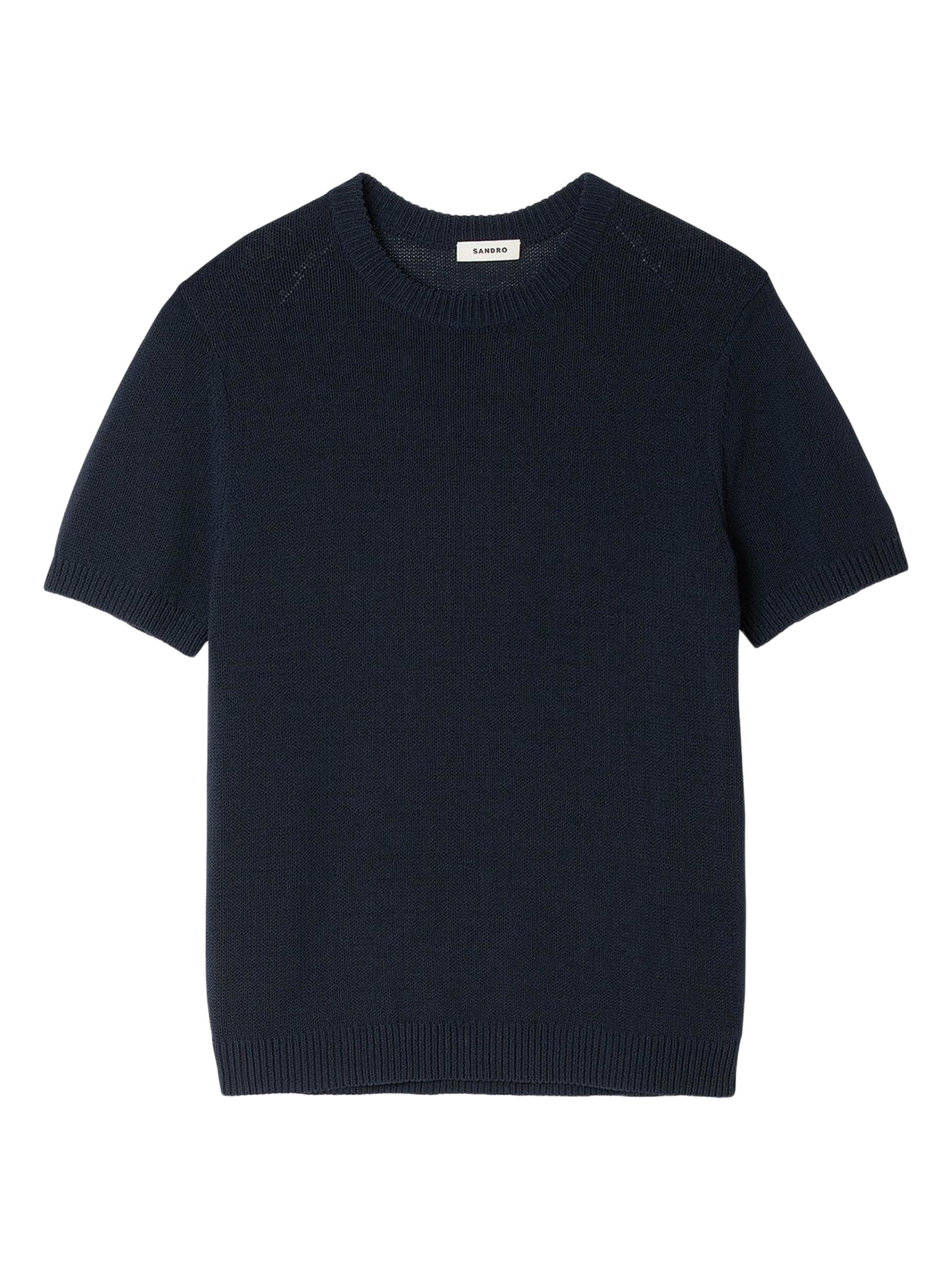 Sandro Men's Fine Knit T-Shirt - Navy Blue