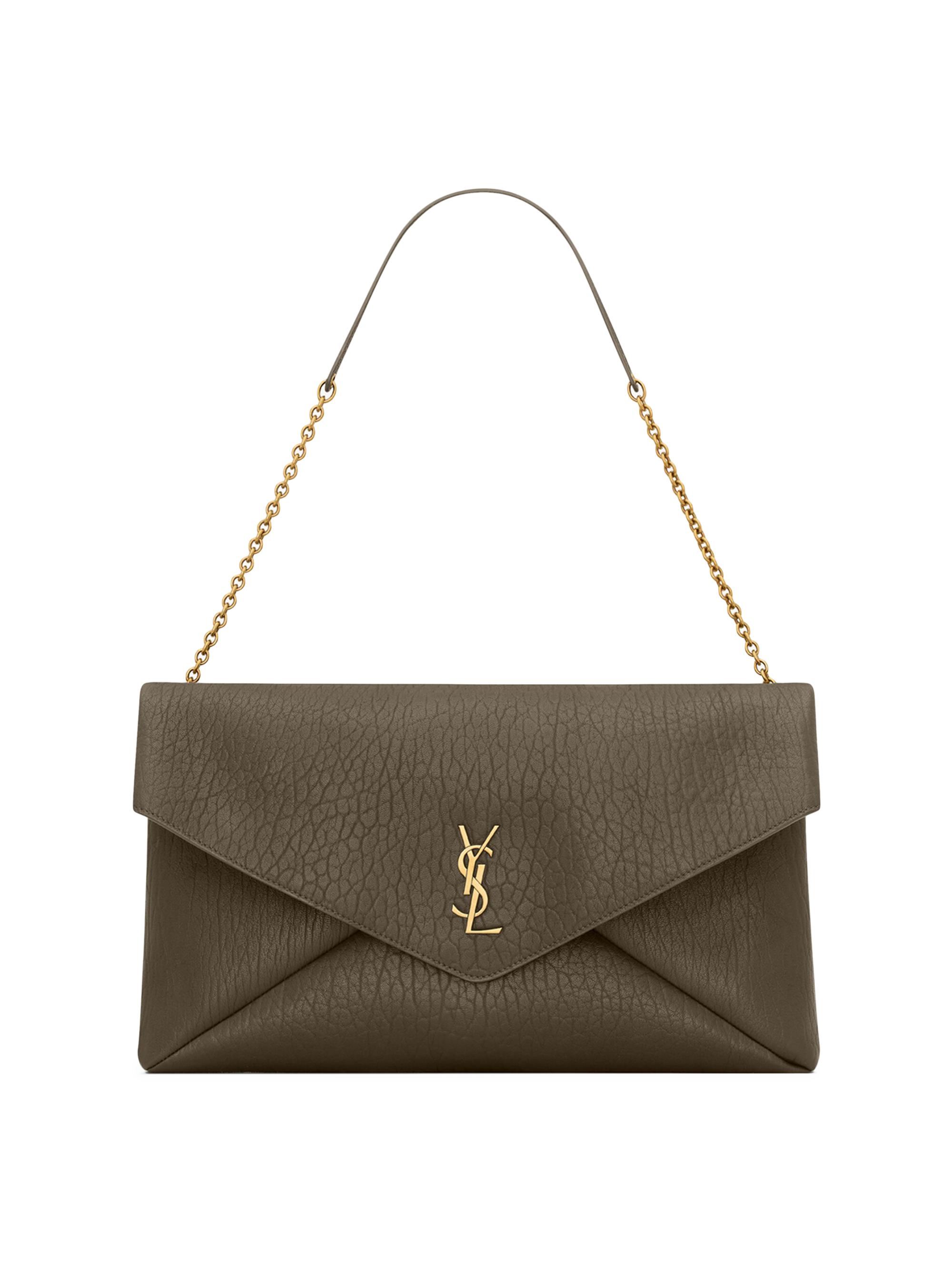 Saint Laurent Women's Cassandre  Envelope Pouch on Chain in Lambskin - Light Musk