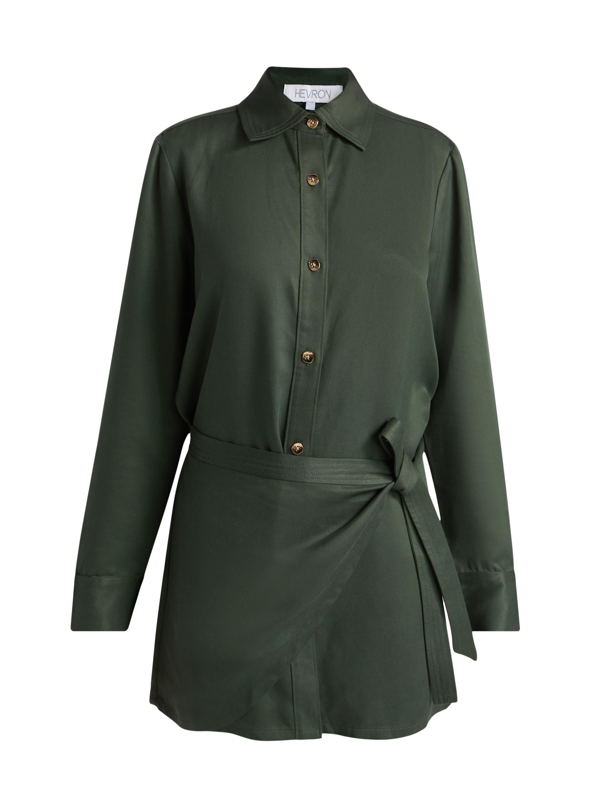 Hevron Women's Triva Relaxed Tie-Waist Minidress - Deep Forest