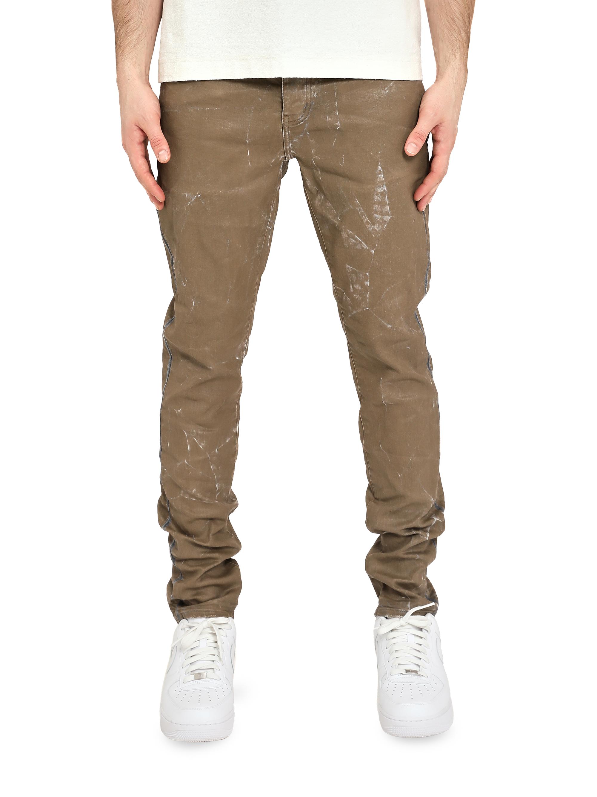Purple Brand Men's Fracture Paint Splatter Skinny Jeans - Tan - Women's Clothing