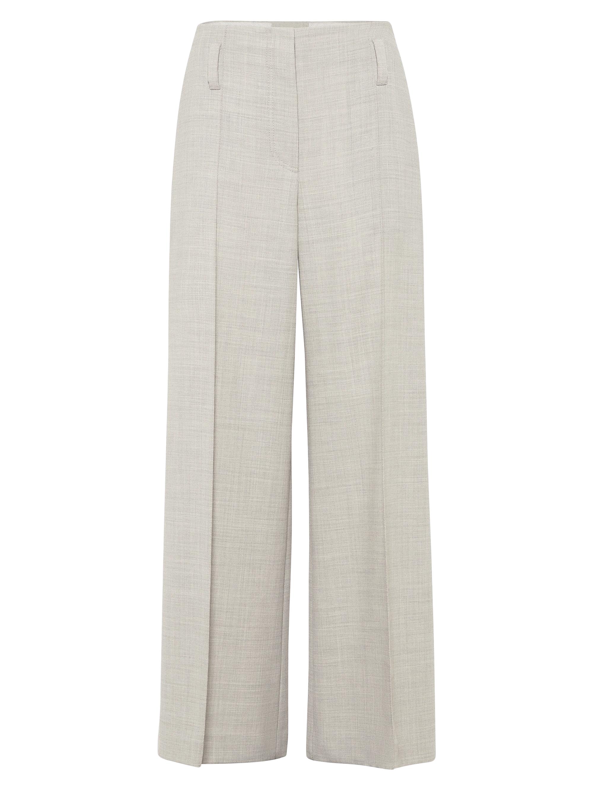 Brunello Cucinelli Women's Virgin Wool Fluid Crêpe Twill Flared Sartorial Trousers - Light Grey