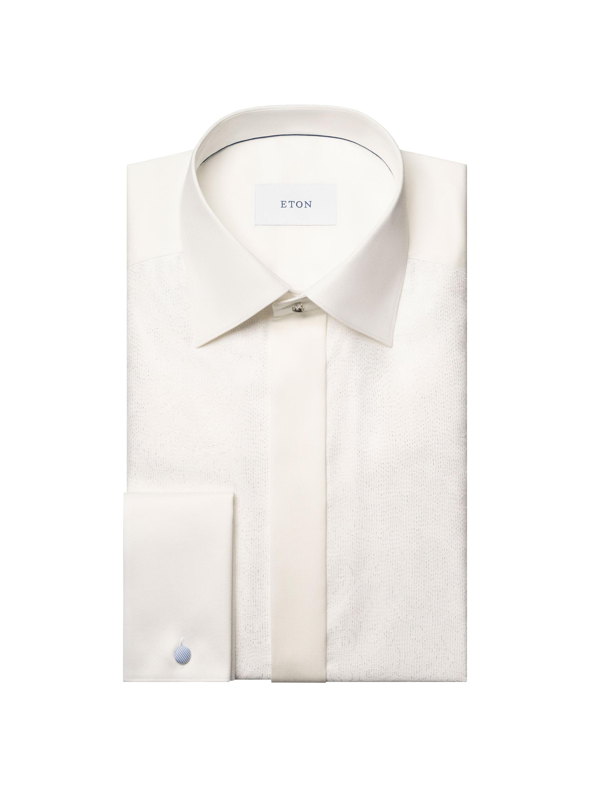 Eton Men's Slim-Fit Bib-Striped Jacquard Shirt - White