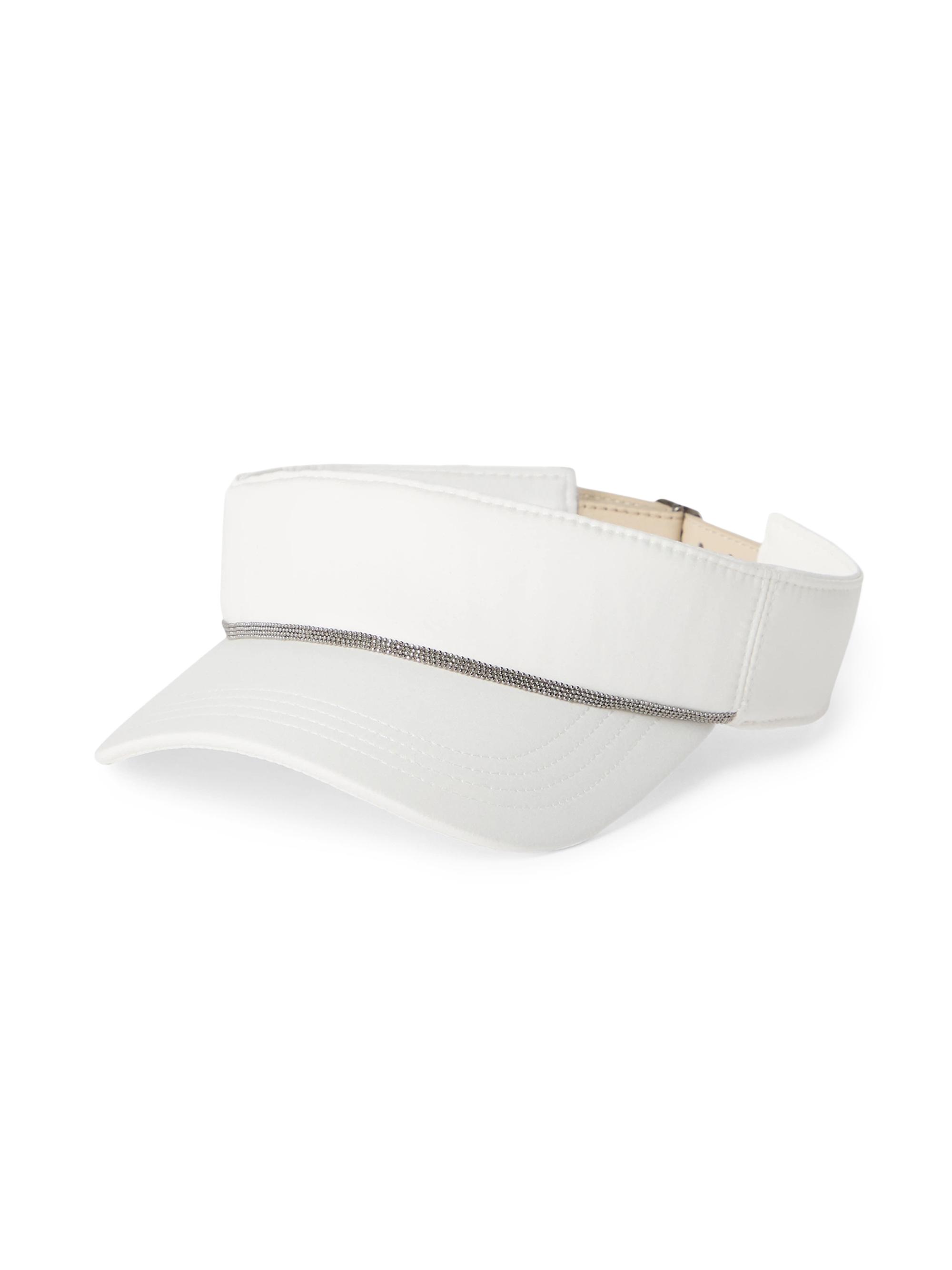 Brunello Cucinelli Women's Nylon Visor Hat with Shiny Band - White