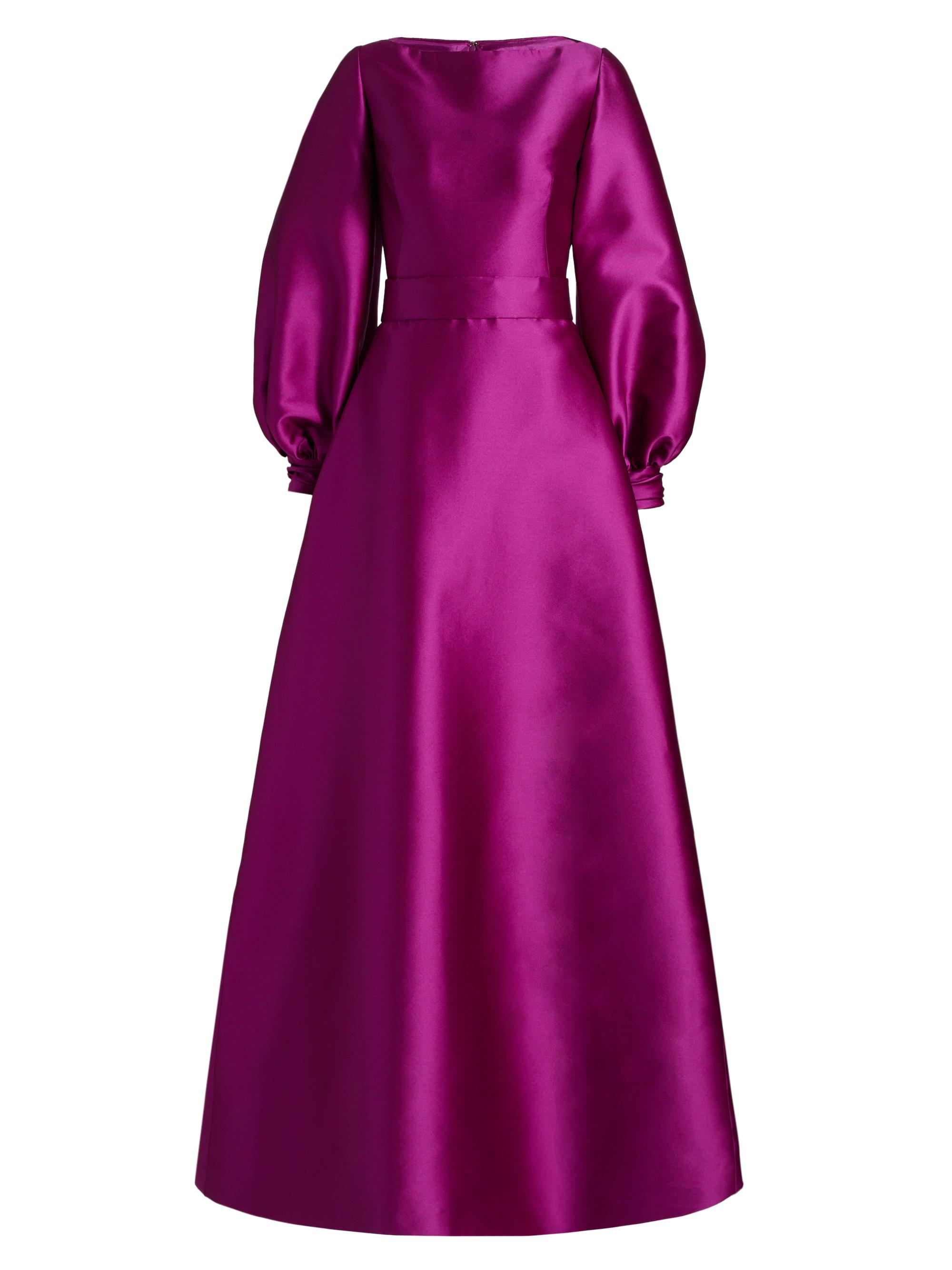 Reem Acra Women's Satin Balloon-Sleeve A-Line Gown - Magenta