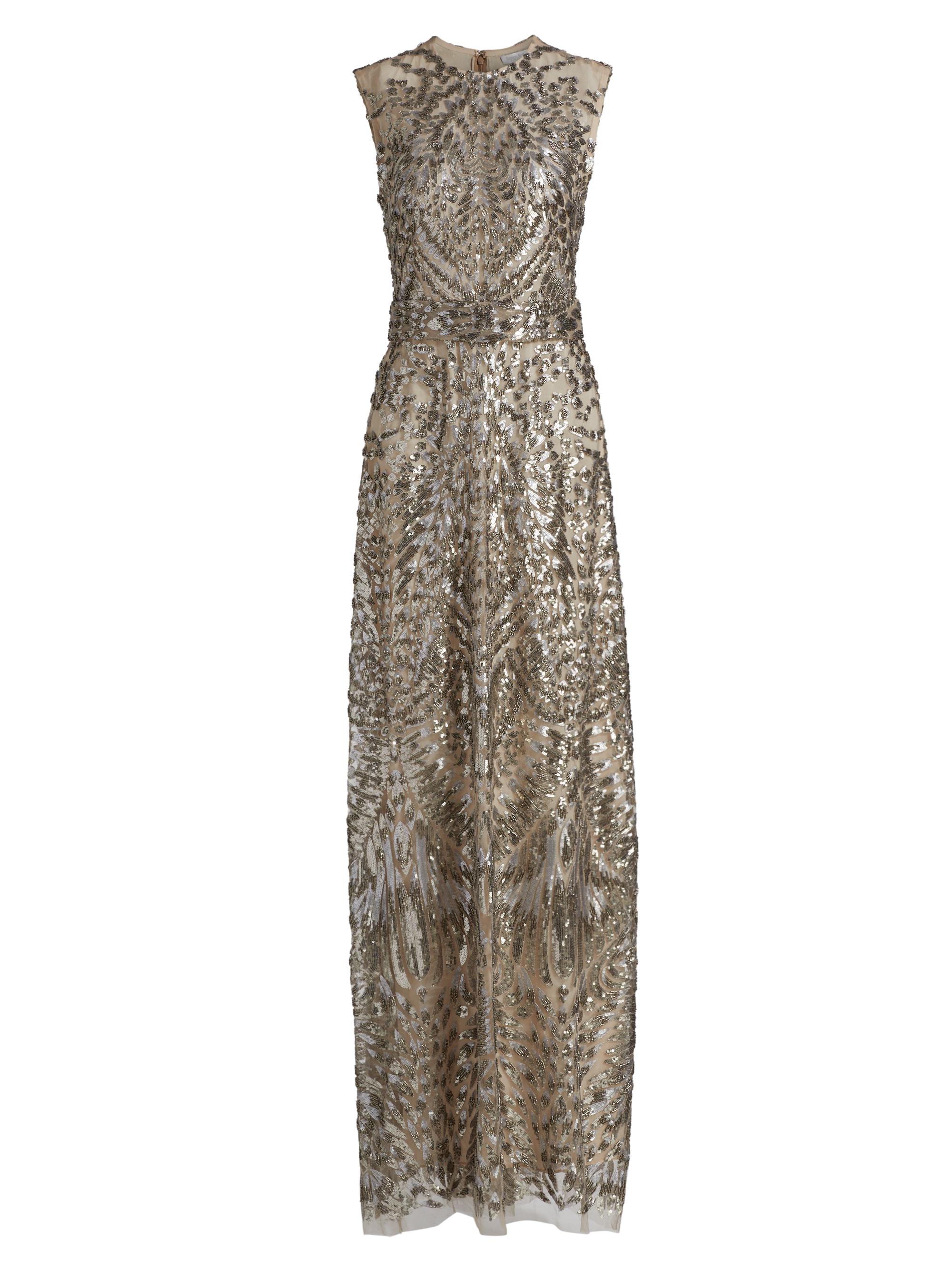 Reem Acra Women's Beaded Tulle Slip Gown - Silver