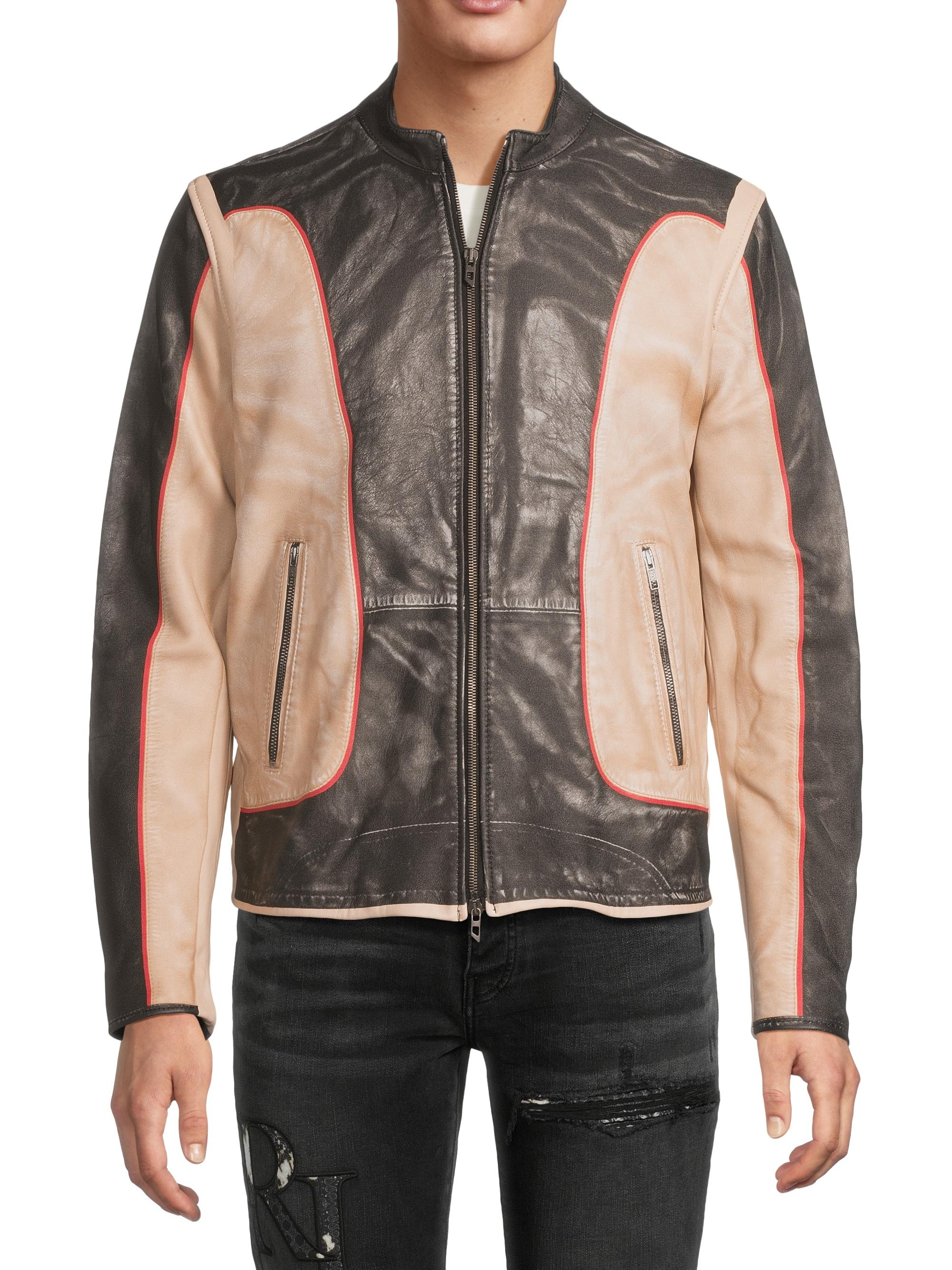 Stars Patch Leather Moto Jacket