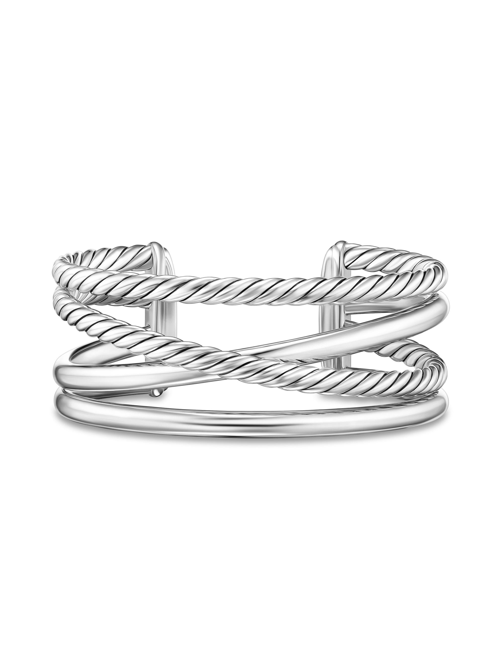 David Yurman Women's Bold Crossover Multi Row Cuff Bracelet in Sterling Silver, 24.4MM - Silver