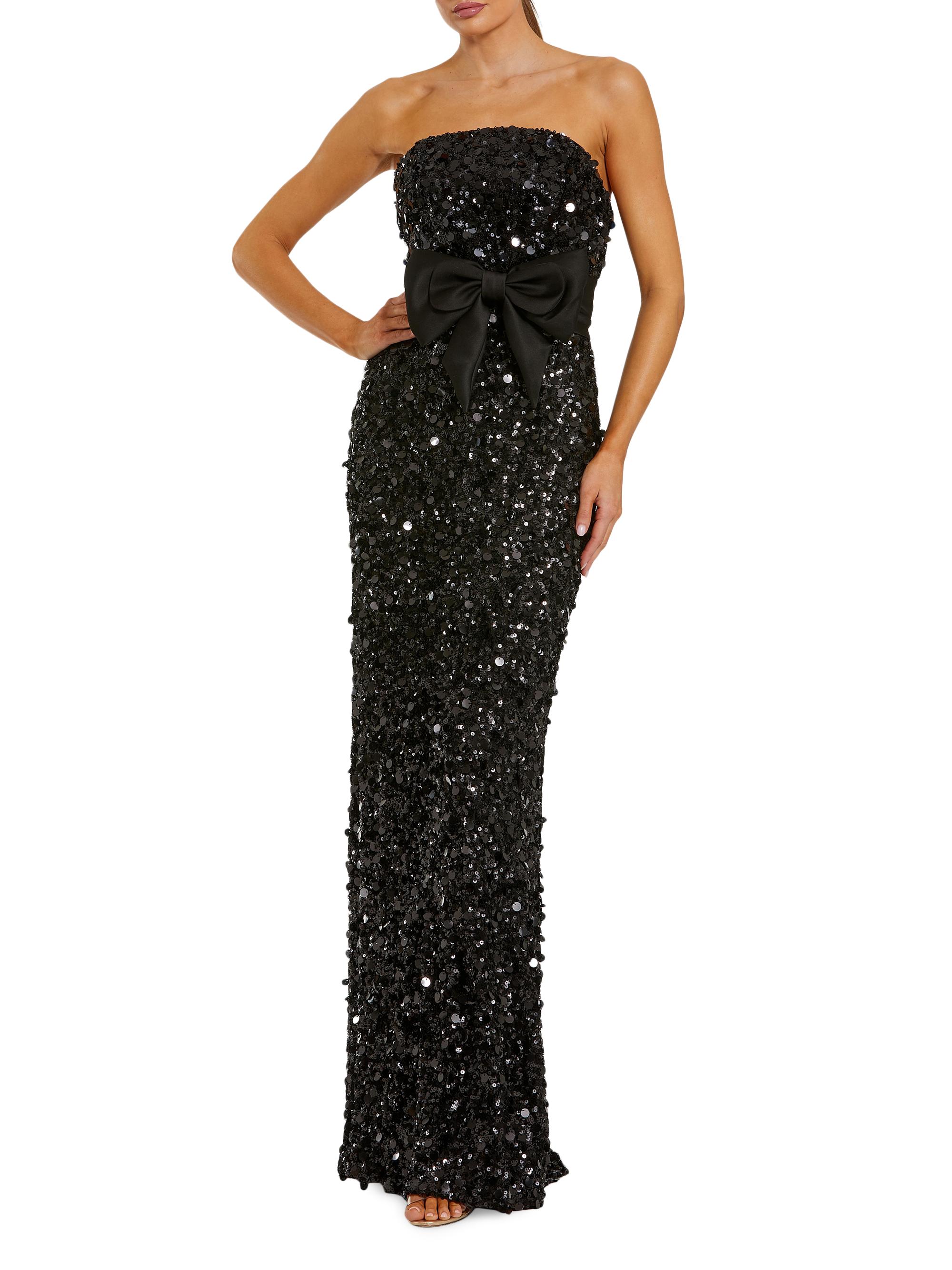 Mac Duggal Women's Bandeau Sequined Column Gown - Black